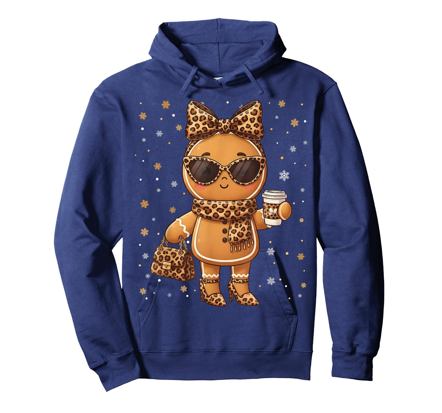 Cute Gingerbread Leopard Christmas Xmas Girl Women T-Shirt