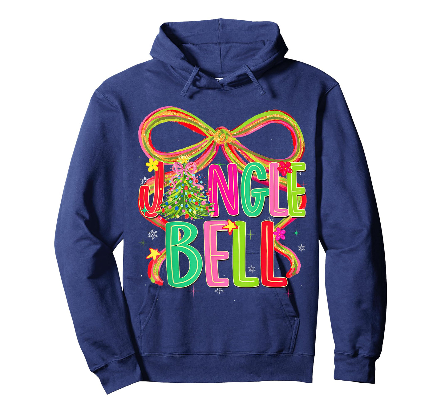 Funny Jingle Bells Coquette Bow Merry Christmas Girl Women T-Shirt