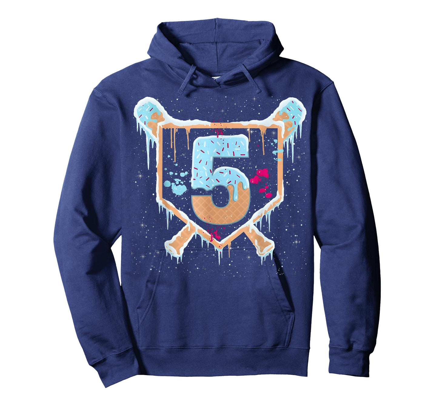 Baseball 5 Year Old Ice Cream Drip 5th Birthday Boy Number 5 T-Shirt