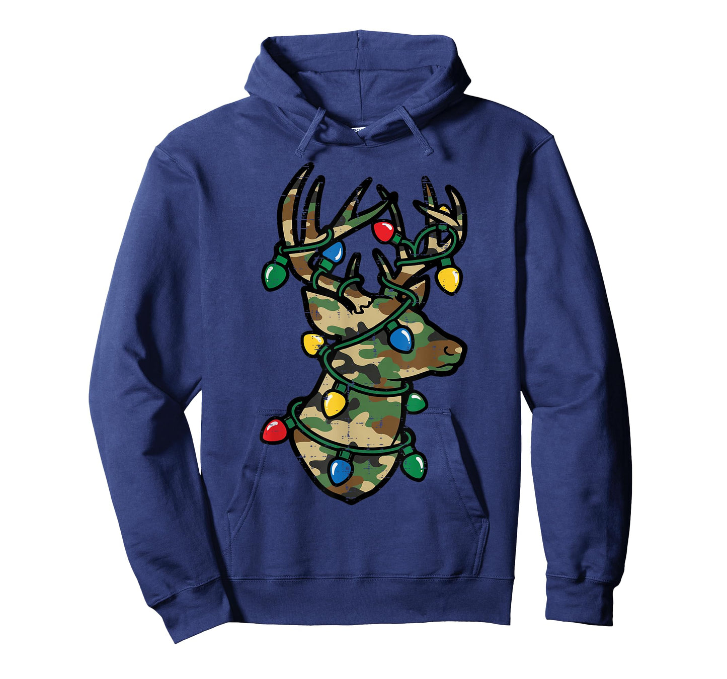 Christmas Reindeer Silhouette Camo Xmas Lights Men Women Kid T-Shirt