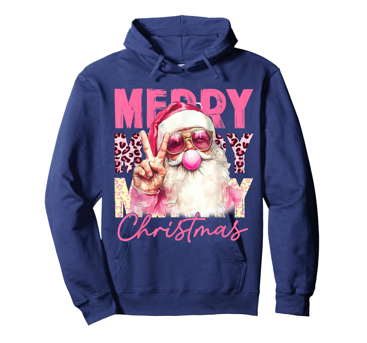 Santa Blowing Bubble Gum Christmas Pink Santa Shirt Women T-Shirt