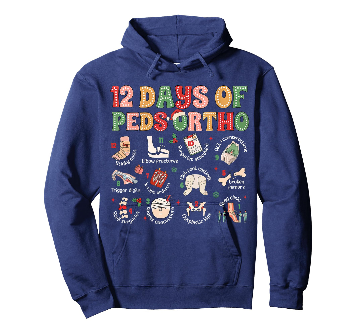 12 Days of Peds Ortho Christmas Pediatric Orthopedic Team T-Shirt