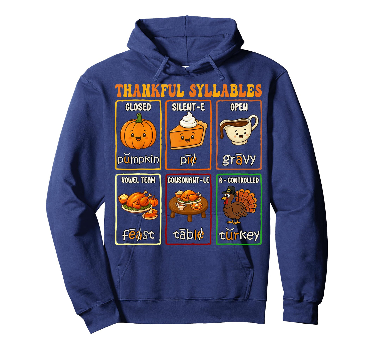 Thankful Syllables Thanksgiving Phonics Reading Teacher Fall T-Shirt