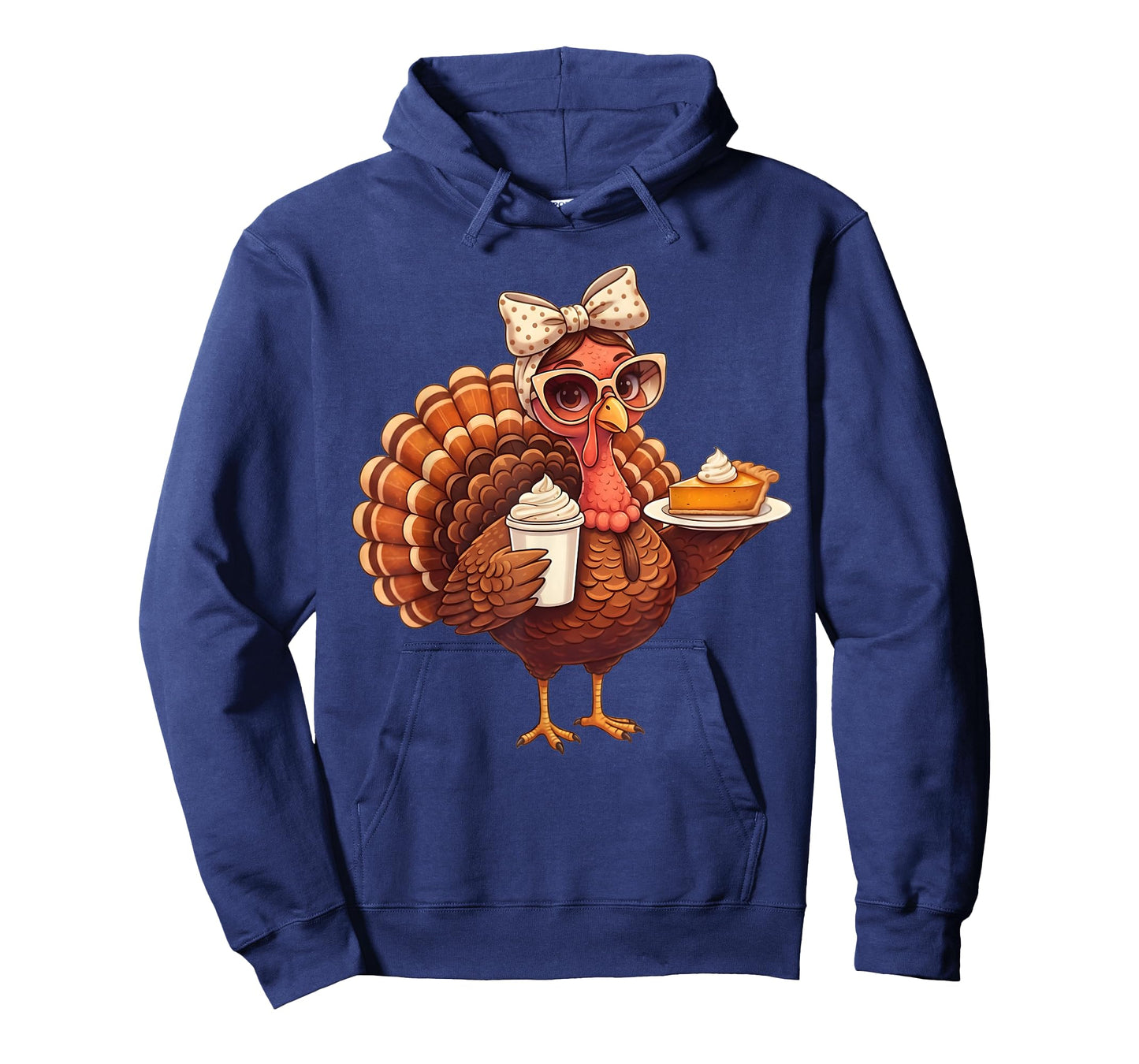 Turkey Drinking Coffee Thanksgiving Bow Turkey Day Womens T-Shirt