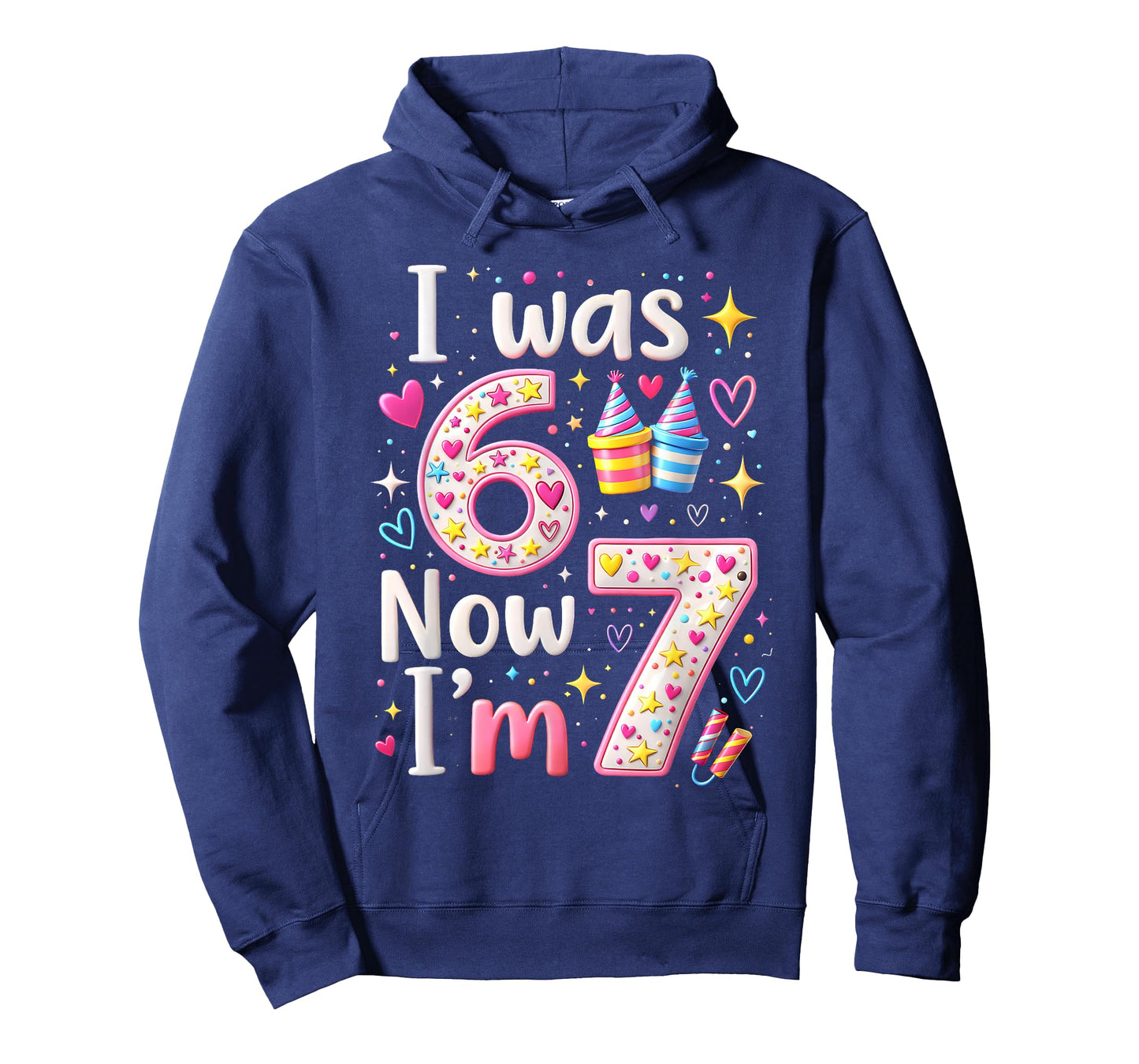 7th Birthday Girl I was 6 Now I'm 7 Years Old Girls Birthday T-Shirt