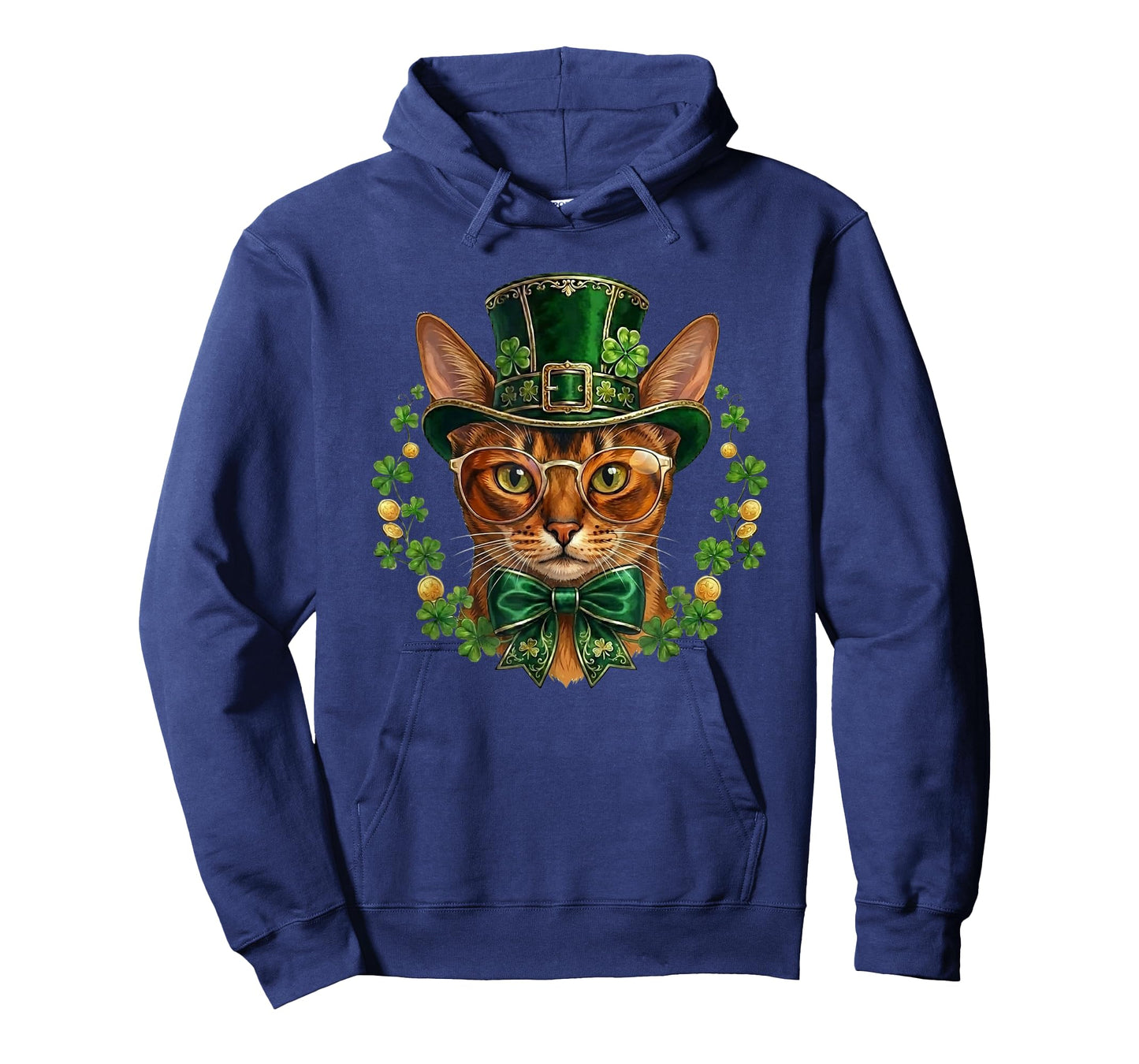 Abyssinian Cat Leprechaun Hat Glasses St Patricks Day T-Shirt