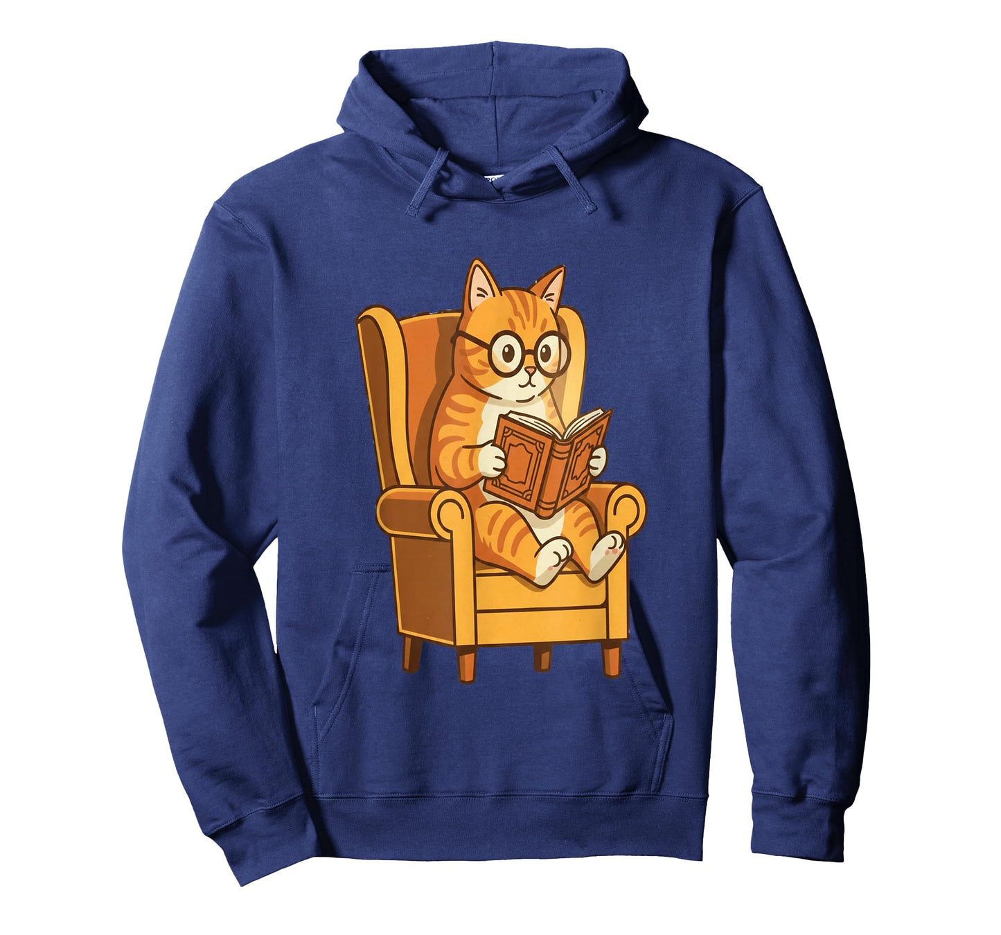 Ginger Tabby Cat Reading Book Glasses Retro Illustration T-Shirt