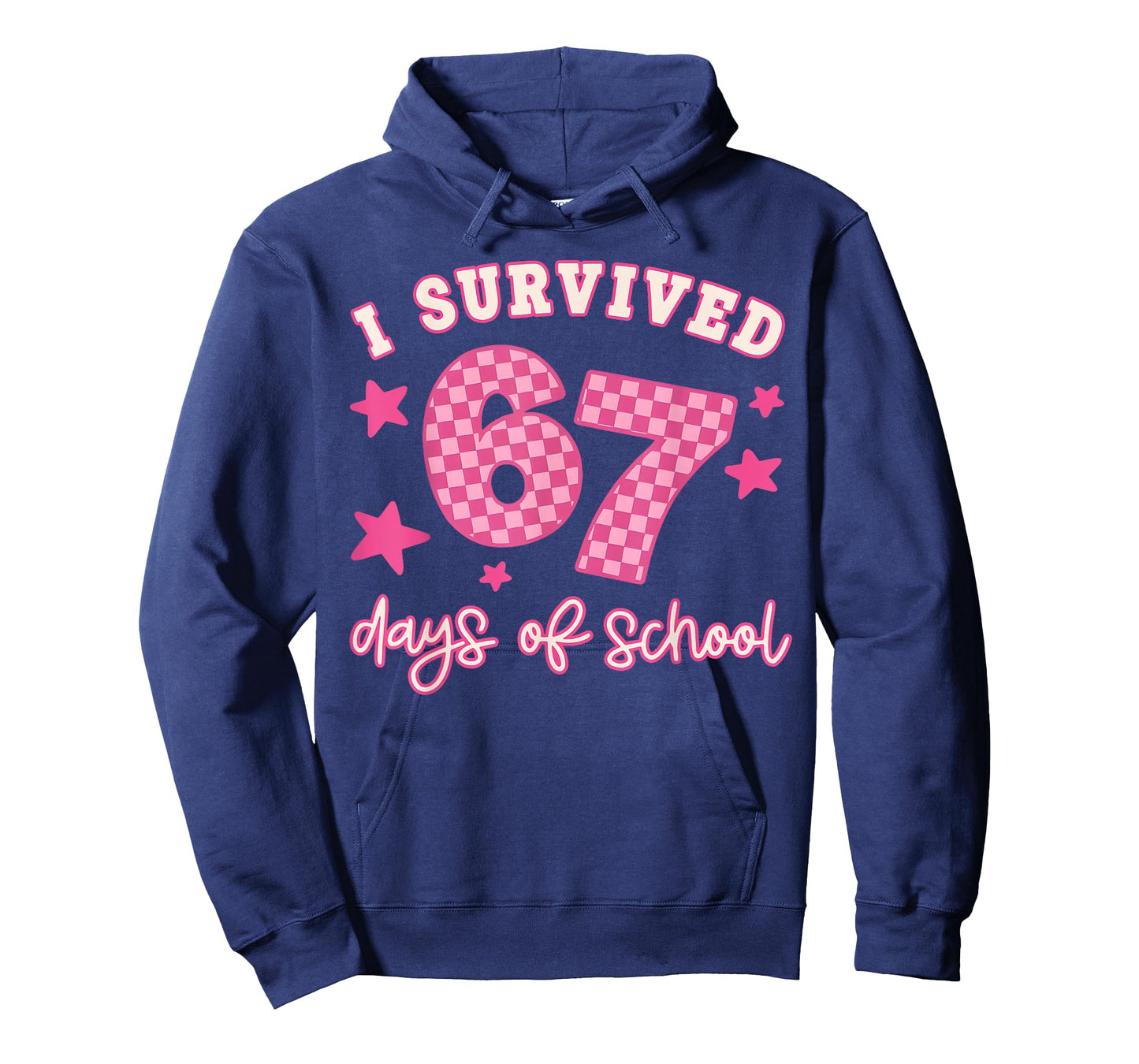 I Survived 67 Days of School Pink Checker Style T-Shirt