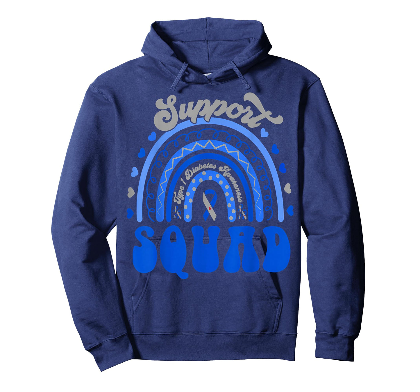 Support Squad Type 1 Diabetes Awareness Blue Rainbow Outfit T-Shirt