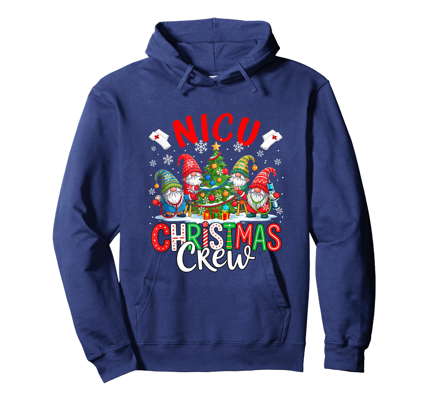 NICU Christmas Crew Group Gnomes Nurses Decorating Xmas Tree T-Shirt
