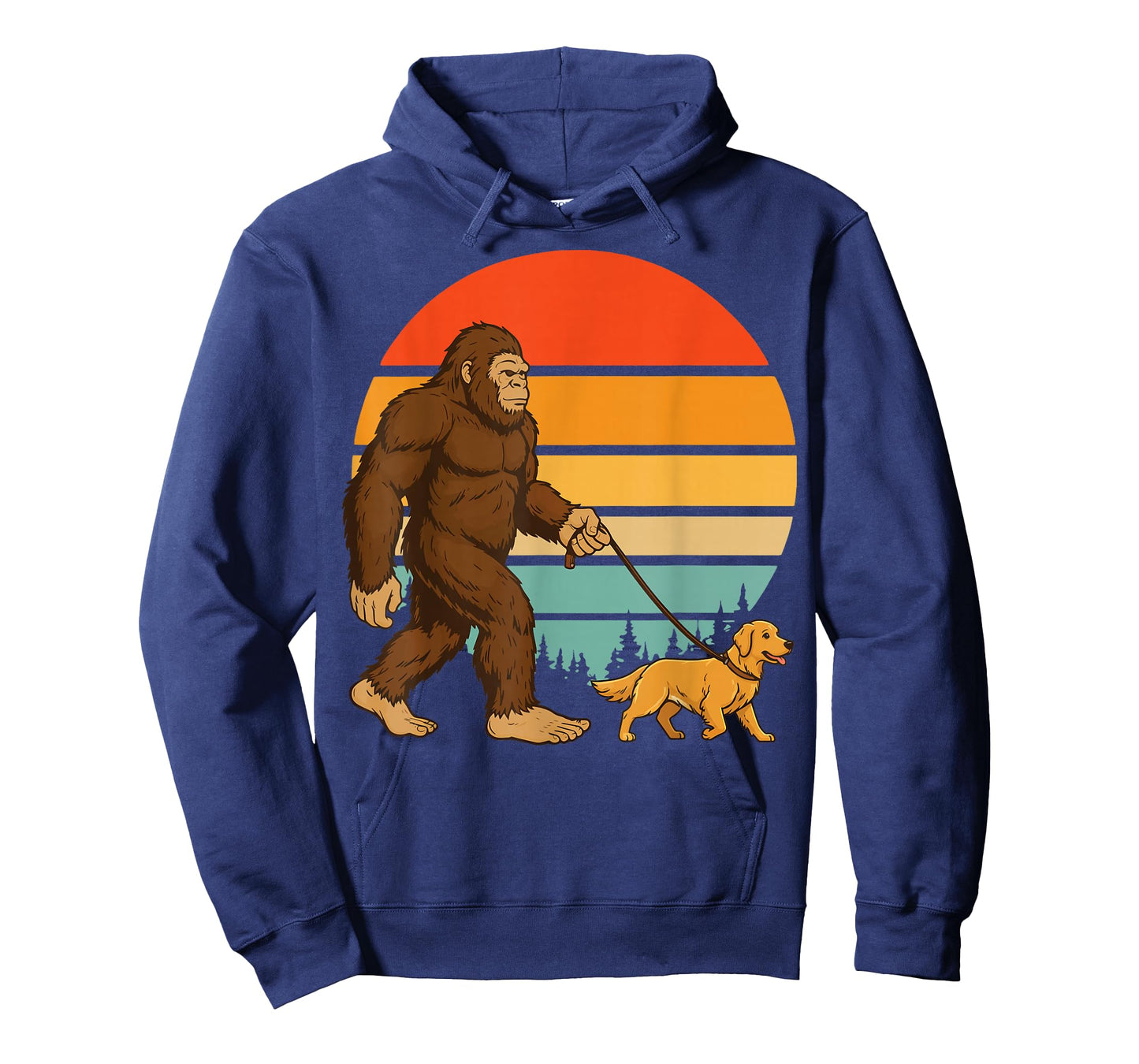 Bigfoot Golden Retriever Retro T-Shirt