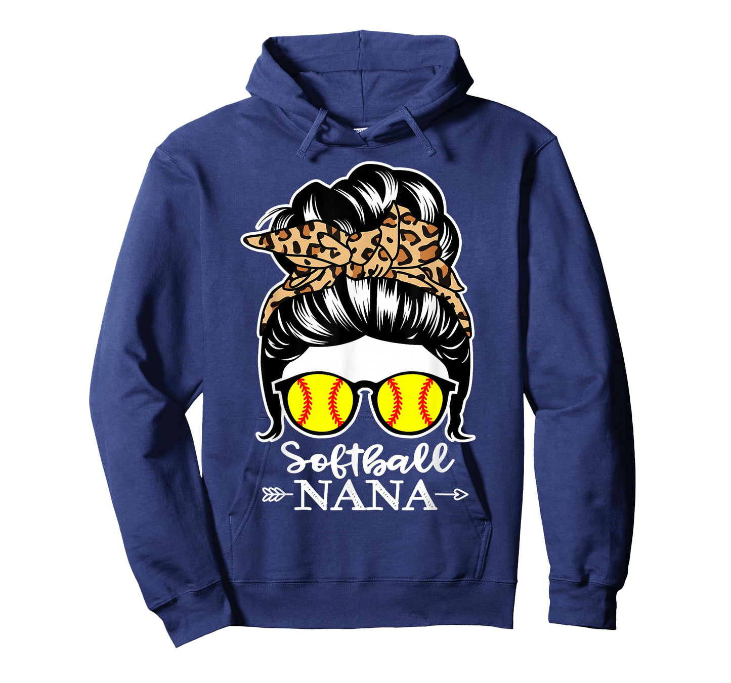 Softball Nana Messy Bun Hair Funny Softball Player Nana T-Shirt