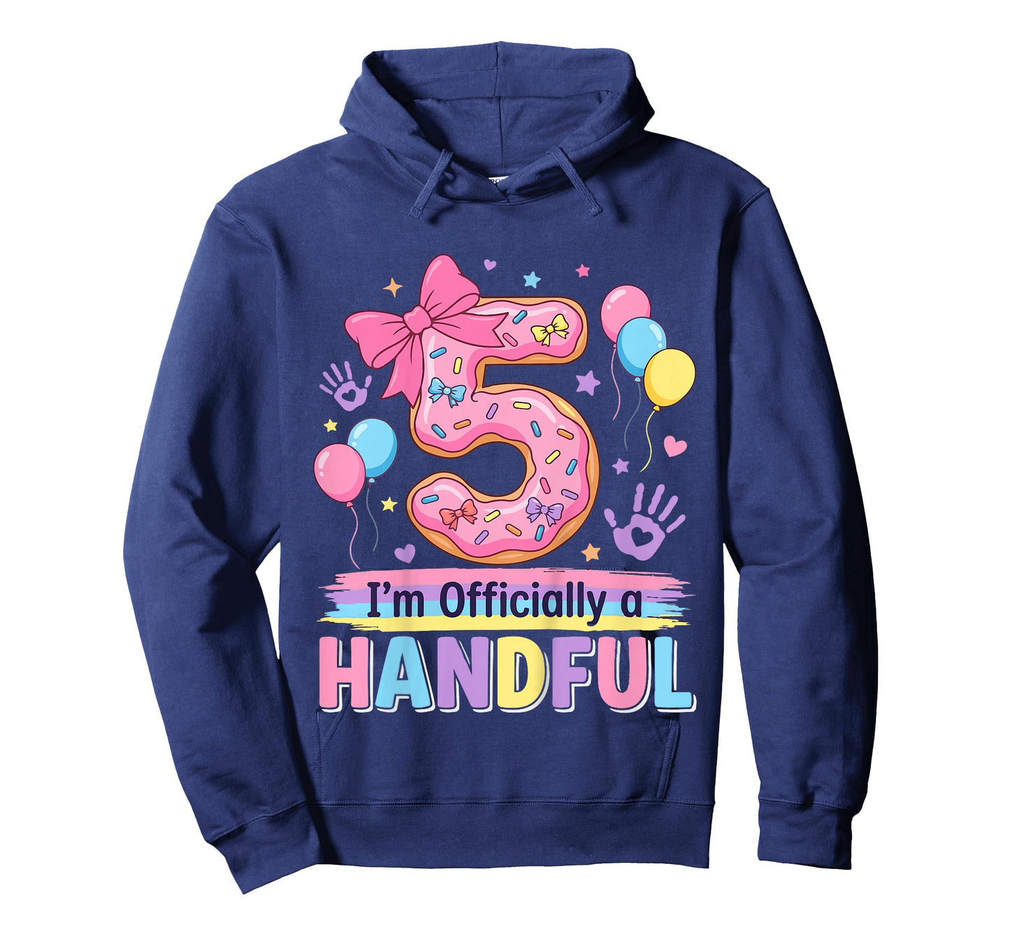 Kids Officially A Handful 5th Birthday Shirt Girl Boy Five 5 Year T-Shirt