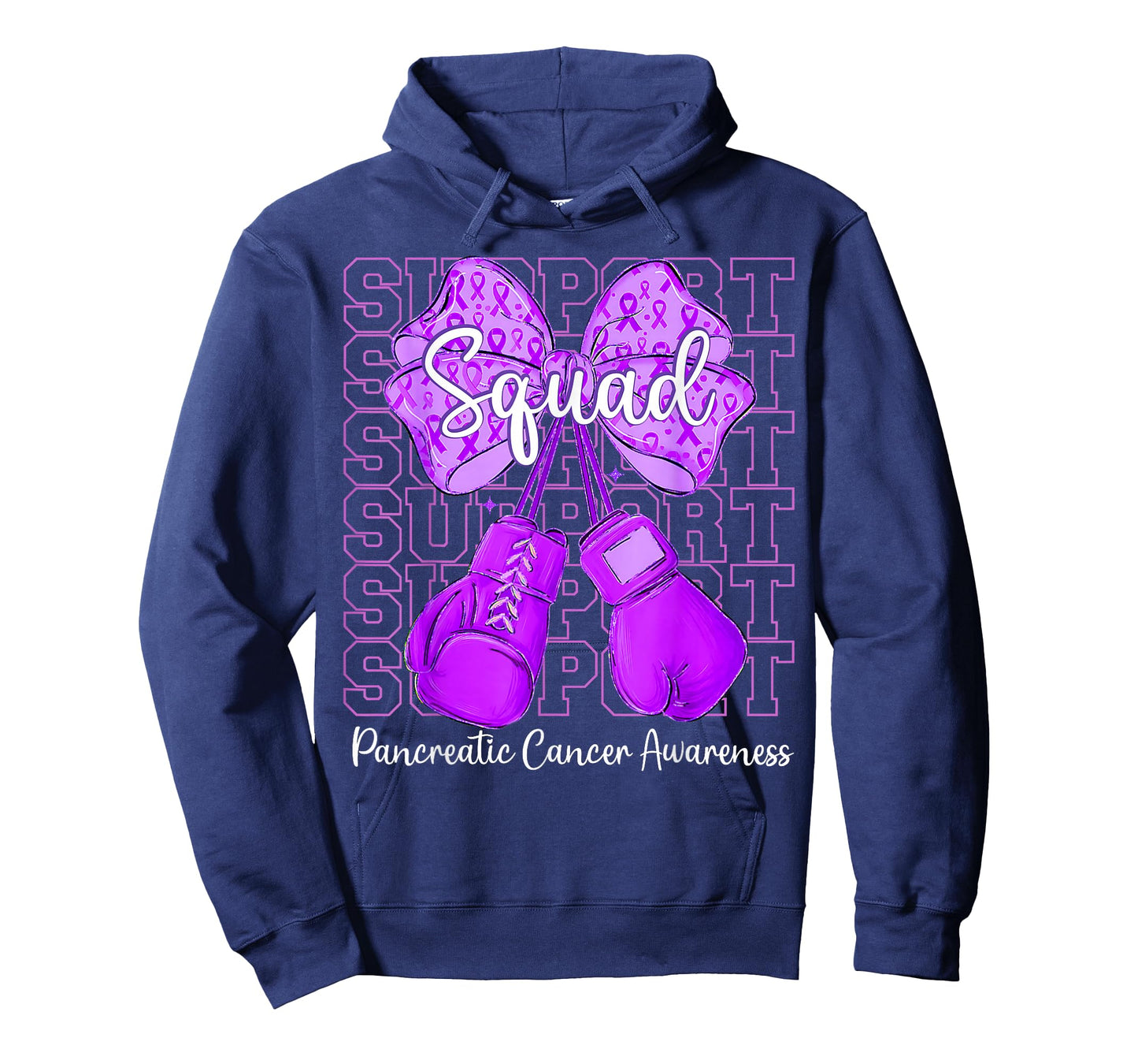Support Squad Coquette Purple Fight Pancreatic Awareness T-Shirt