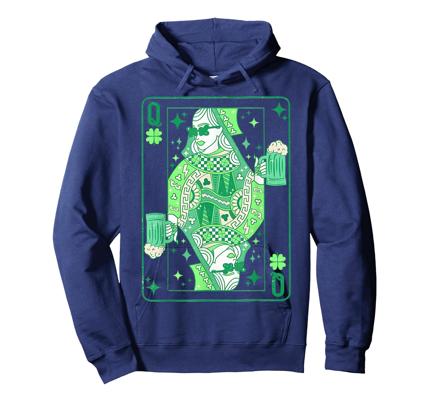Queen of Ireland Shamrocks Patricks Day Beer Drinking Card T-Shirt
