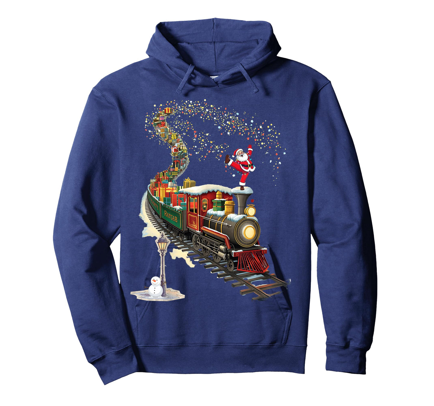 Santa Train Lights Christmas Tee Quirky Holiday Humor T-Shirt