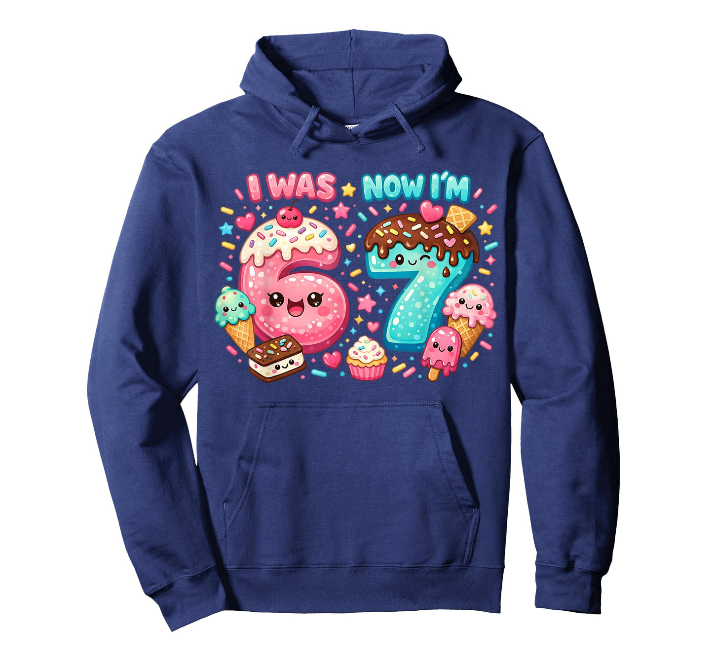 I was 6 Now I'm 7 Dripping Ice Cream Lover 67 Meme Birthday T-Shirt