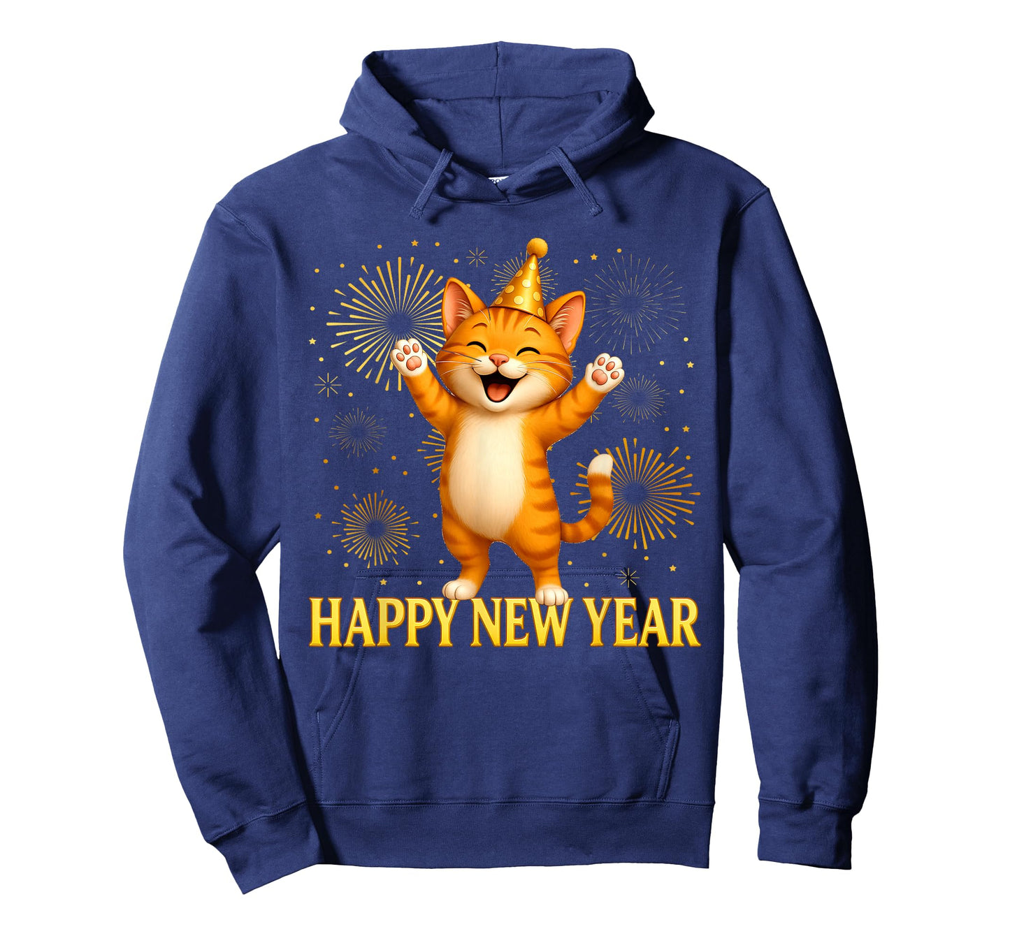 Happy New Year Cat Fireworks New Years Eve Party 2026 Kids T-Shirt
