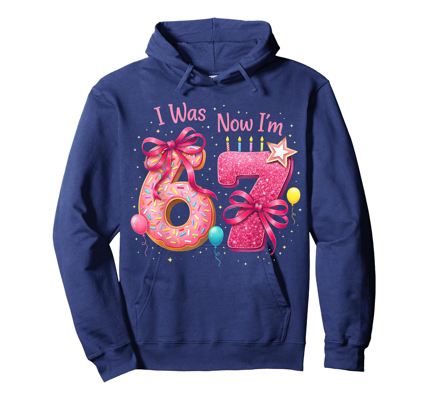 7th Birthday Girl I was 6 Now I'm 7 Years Old Girls Birthday T-Shirt