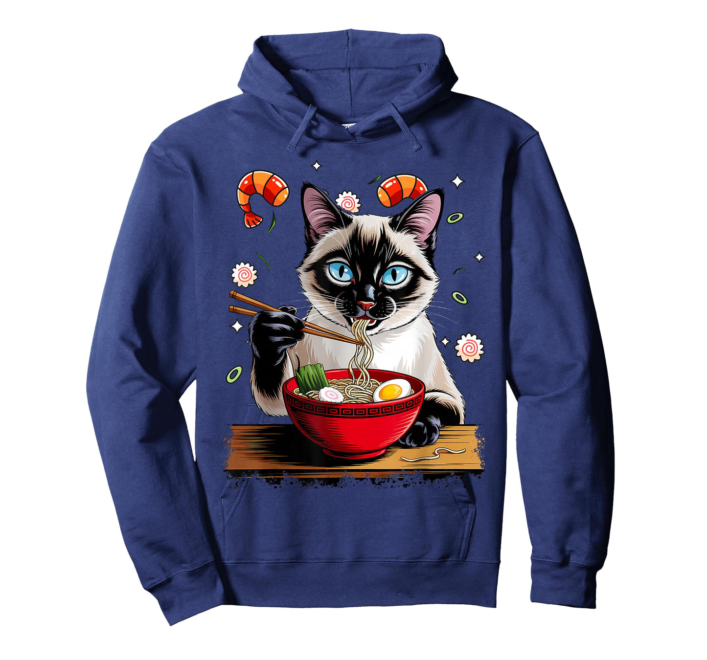 Funny Cat Eating Ramen Kawaii Siamese Anime Graphic T-Shirt