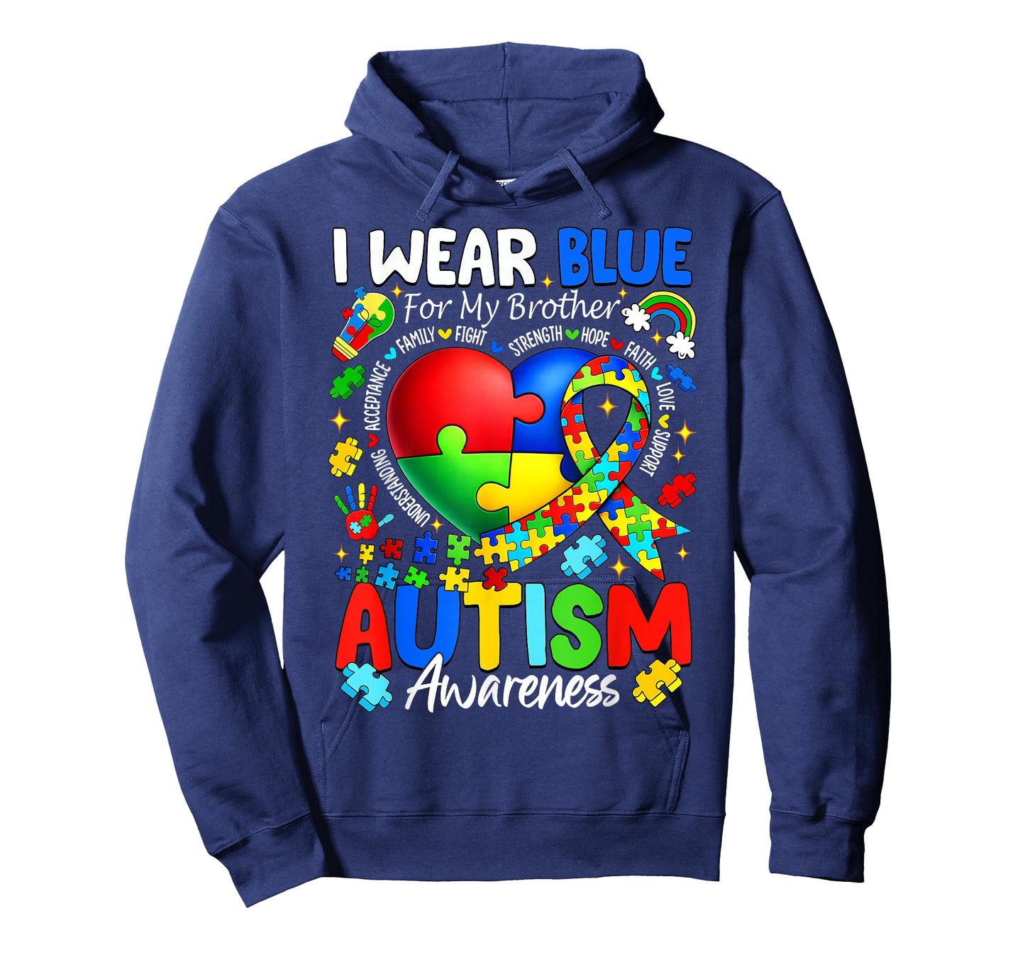 I Wear Blue for My Brother Autism Awareness Boys Girls Kids T-Shirt