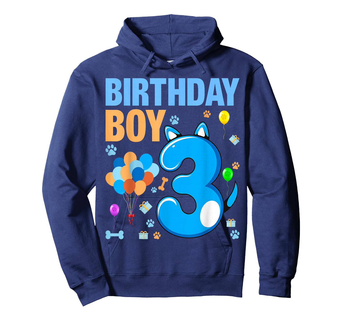 3nd Birthday Boy Blue Dog Theme Party Two Cool 3 Year Old T-Shirt
