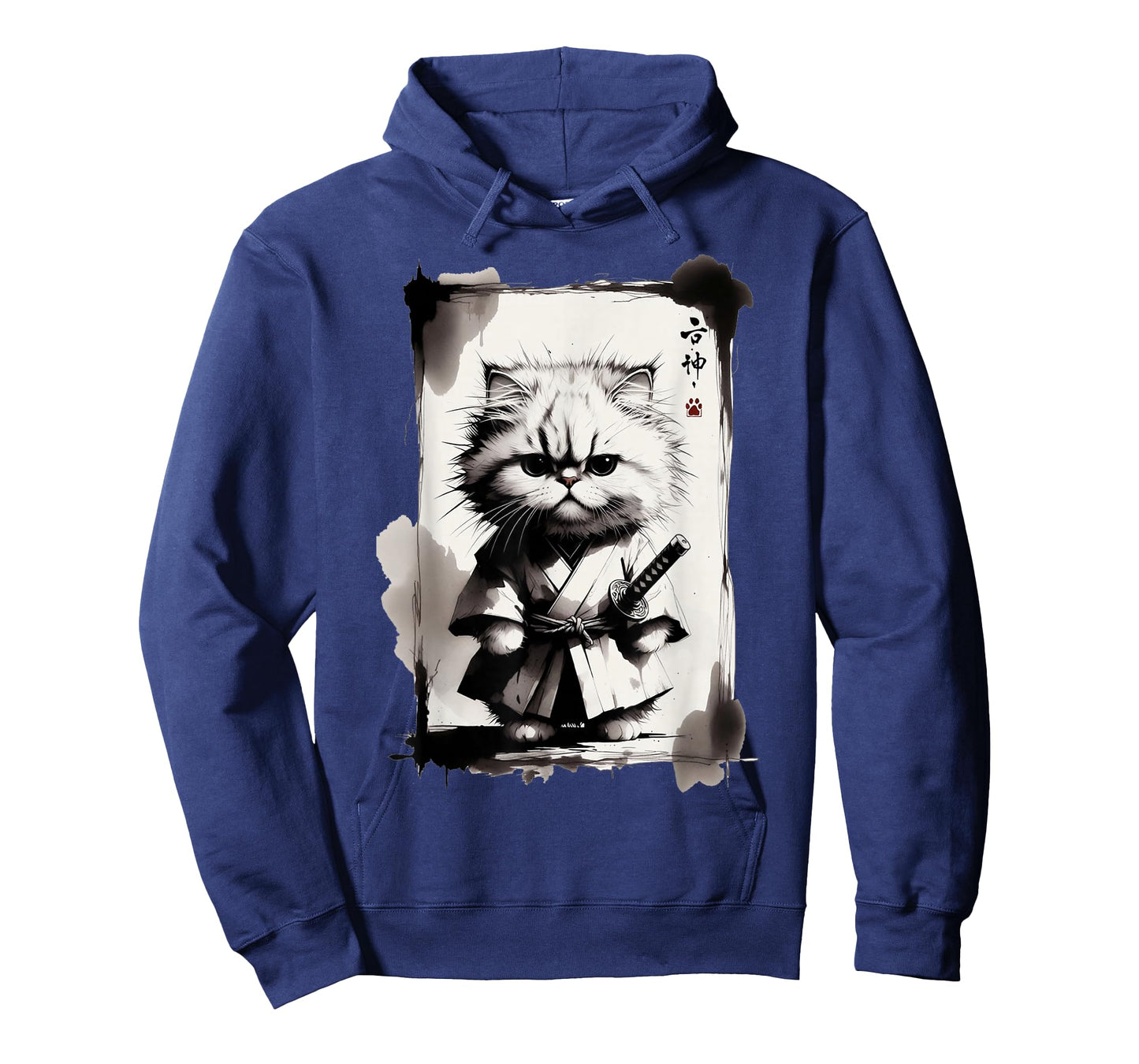 Kawaii Samurai Cat Japanese Art Sumi-e Novelty Funny Cat T-Shirt