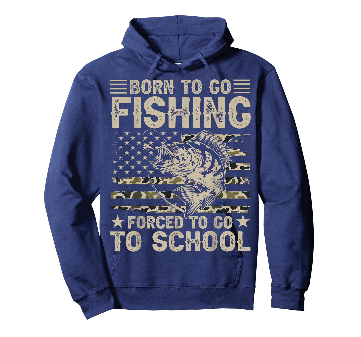 Born to Go Fishing Forced to Go to School Funny Fishing Camo T-Shirt