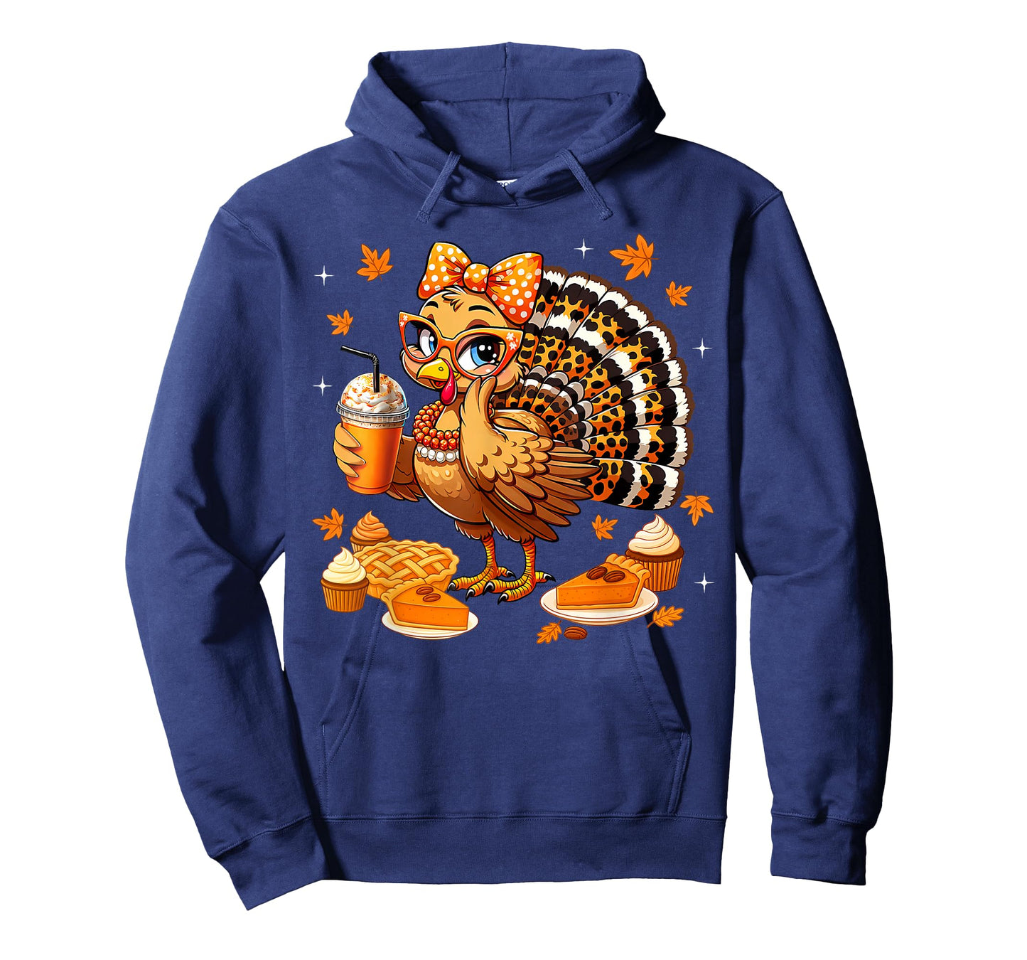 Leopard Turkey Drinking Coffee Bow Thanksgiving Women Girls T-Shirt