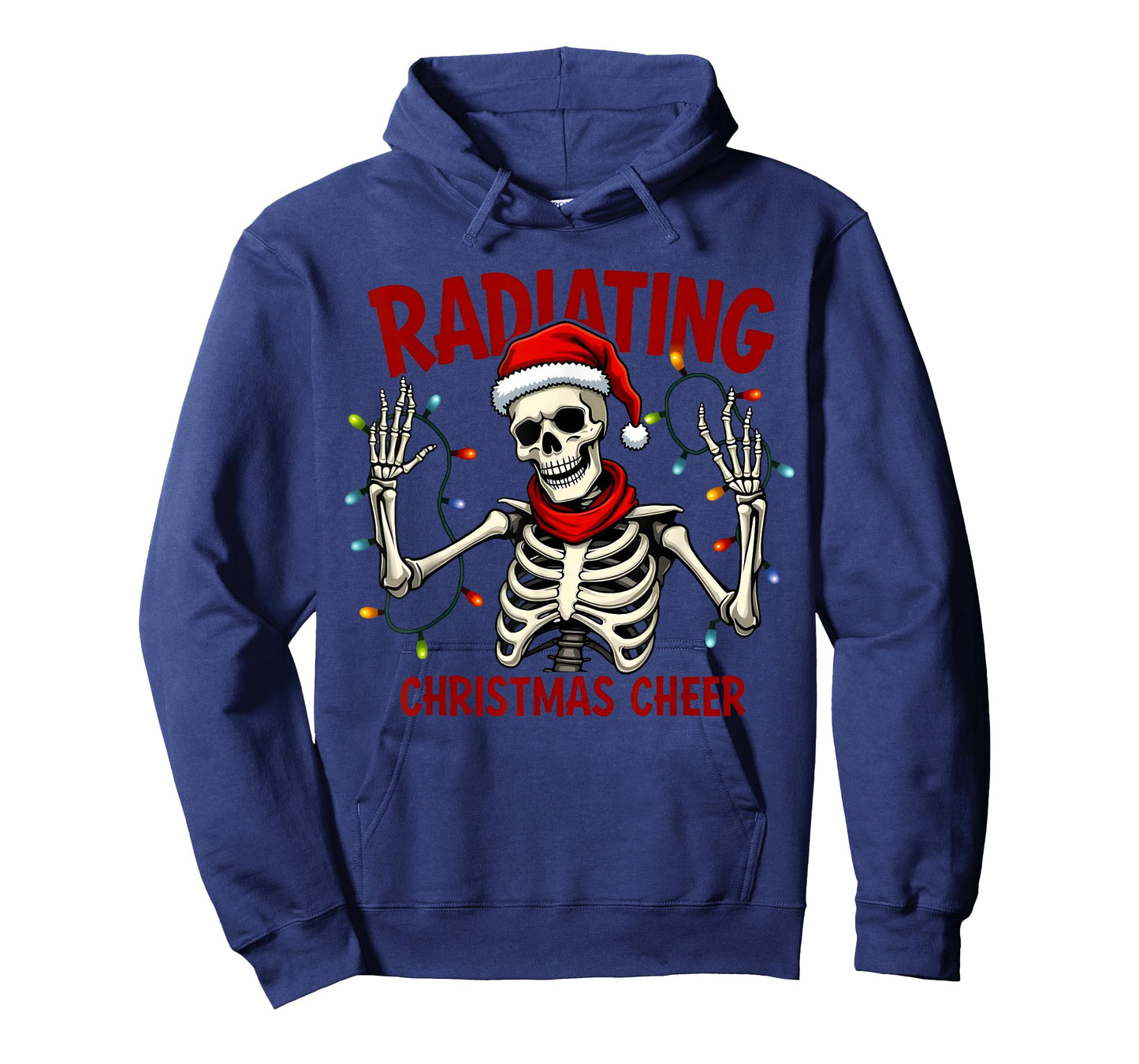 Funny Radiating Christmas Cheer Santa Skeleton Xmas Lights T-Shirt