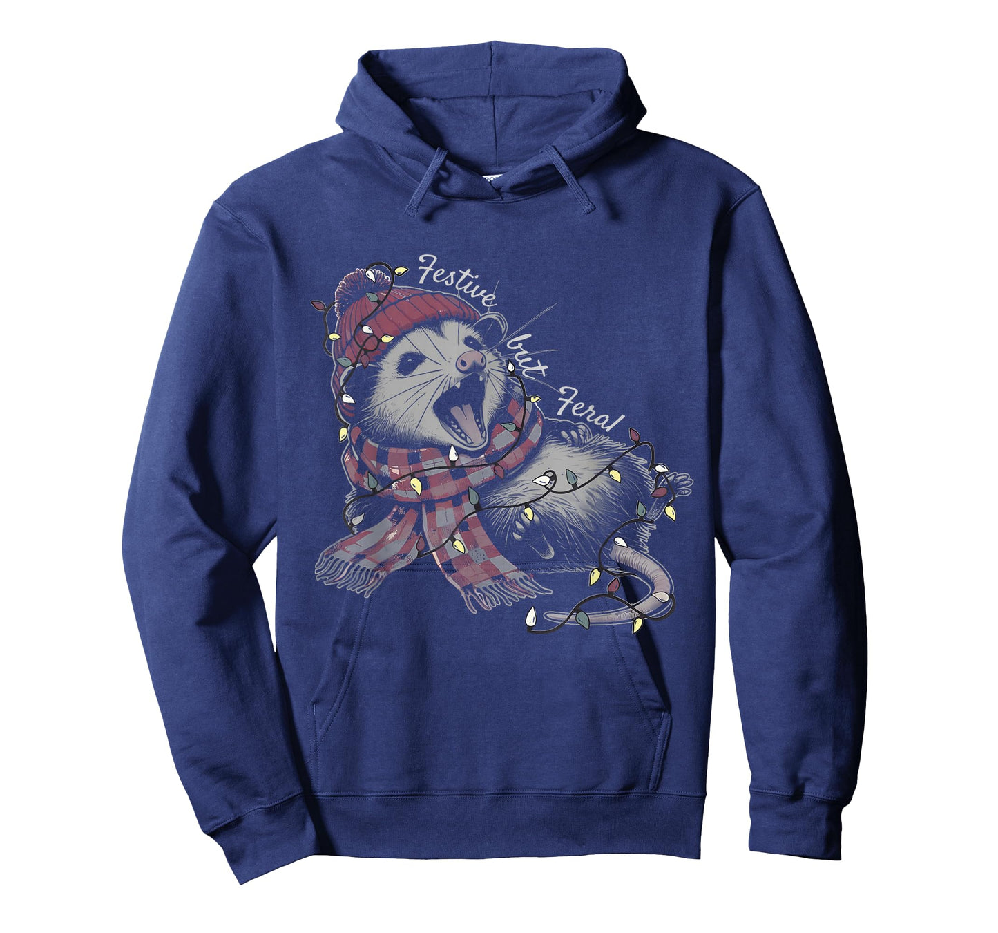 Cute Funny Festive But Feral Opossum Christmas Tree Lights T-Shirt