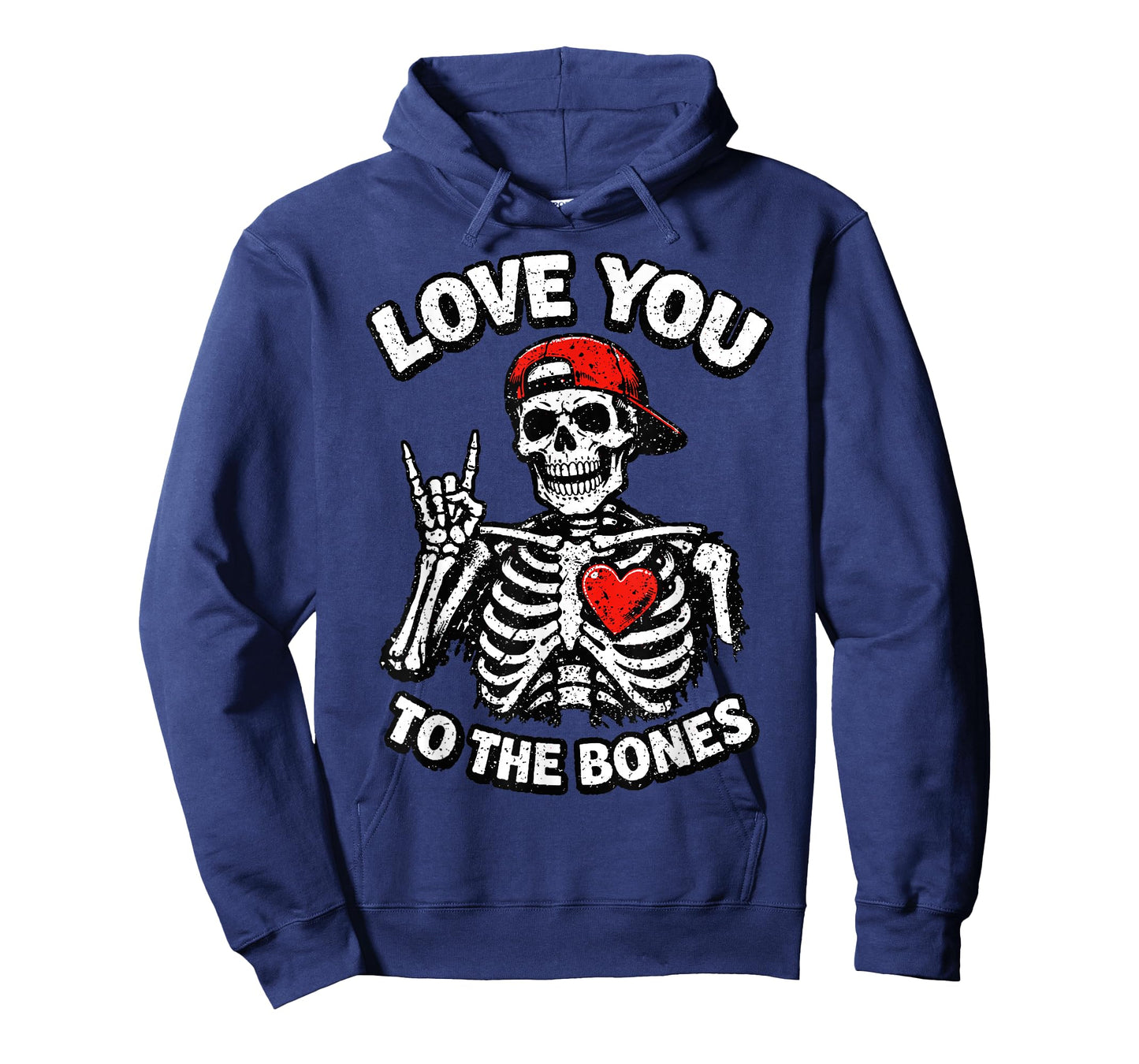 Valentines Day Skeleton Rocker Love You to The Bones Rock On T-Shirt