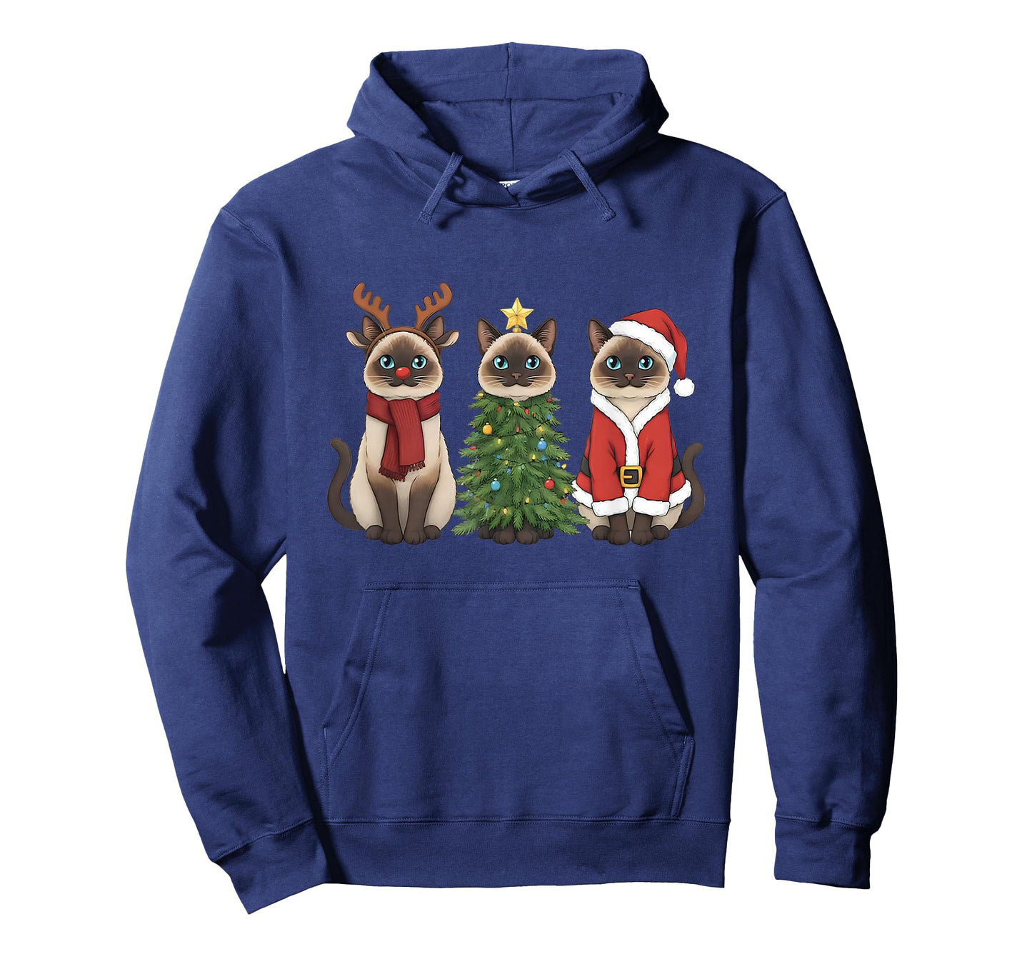 Santa Cat Christmas Siamese Cat Mom Cat Lover Xmas Pajama T-Shirt