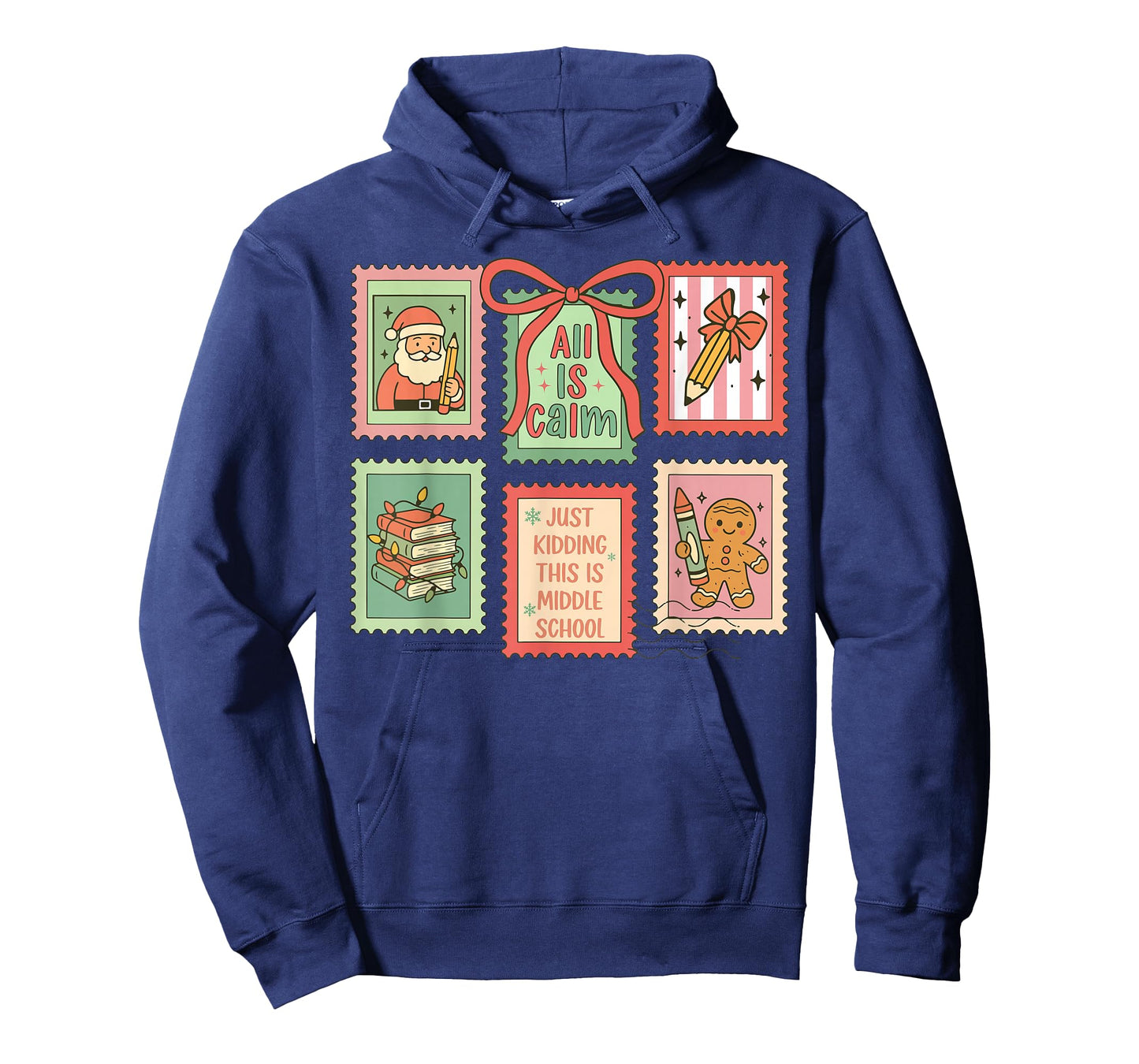 Middle School Teacher Christmas Stamp Bow Middle School Crew T-Shirt