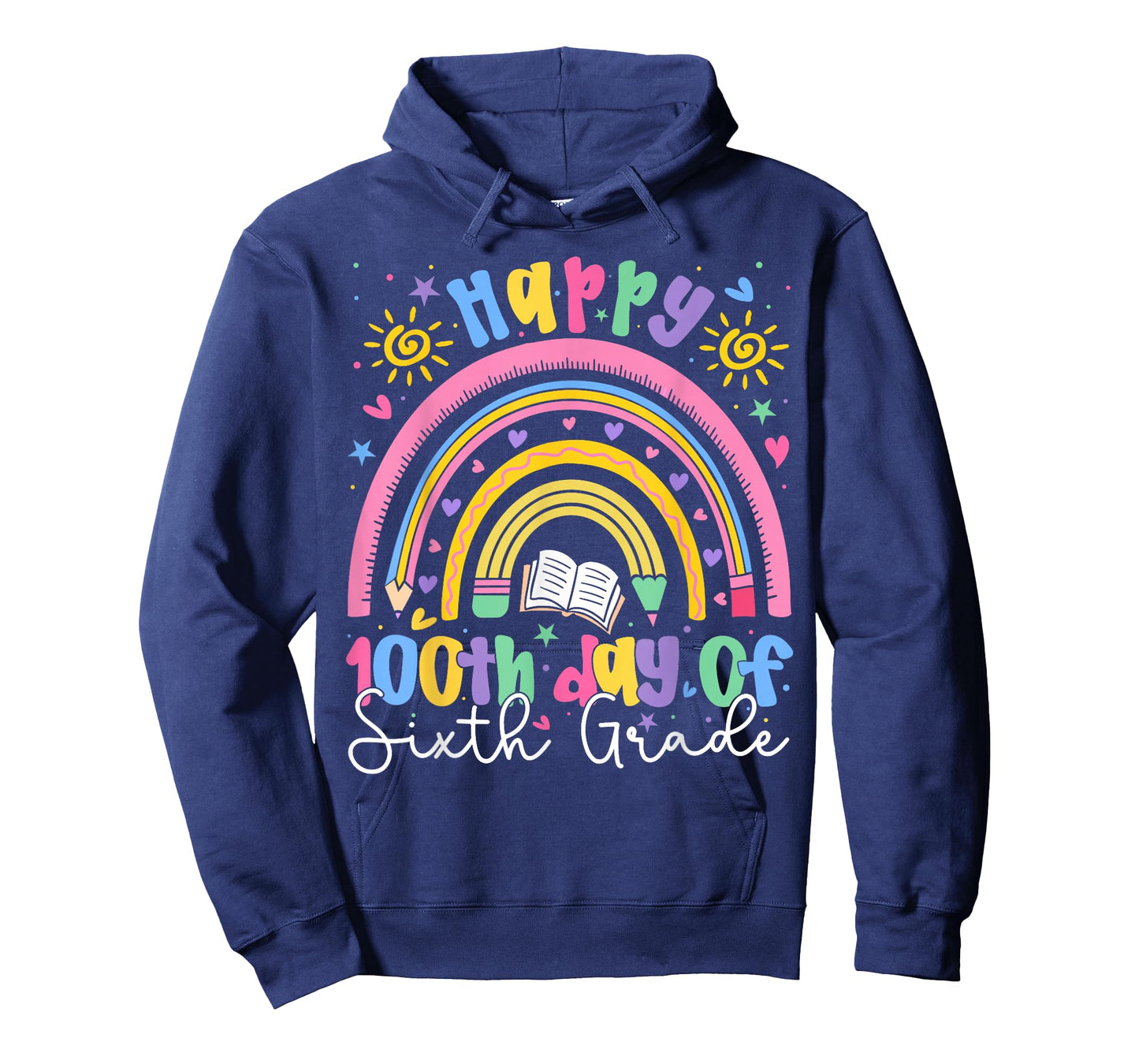 Happy 100th Day of 6th Grade Teacher Kids Rainbow Boy Girl T-Shirt