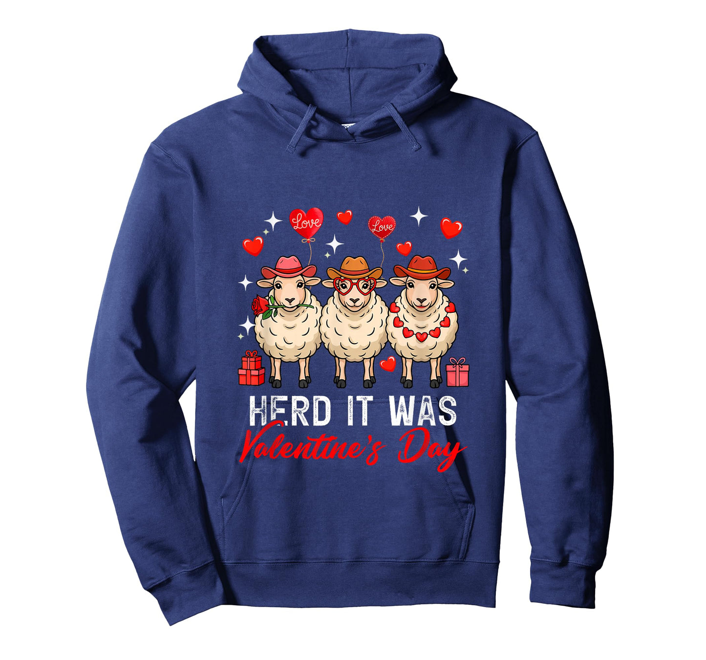 Herd It was Valentine's Day Three Cute Sheep Floral Hearts T-Shirt