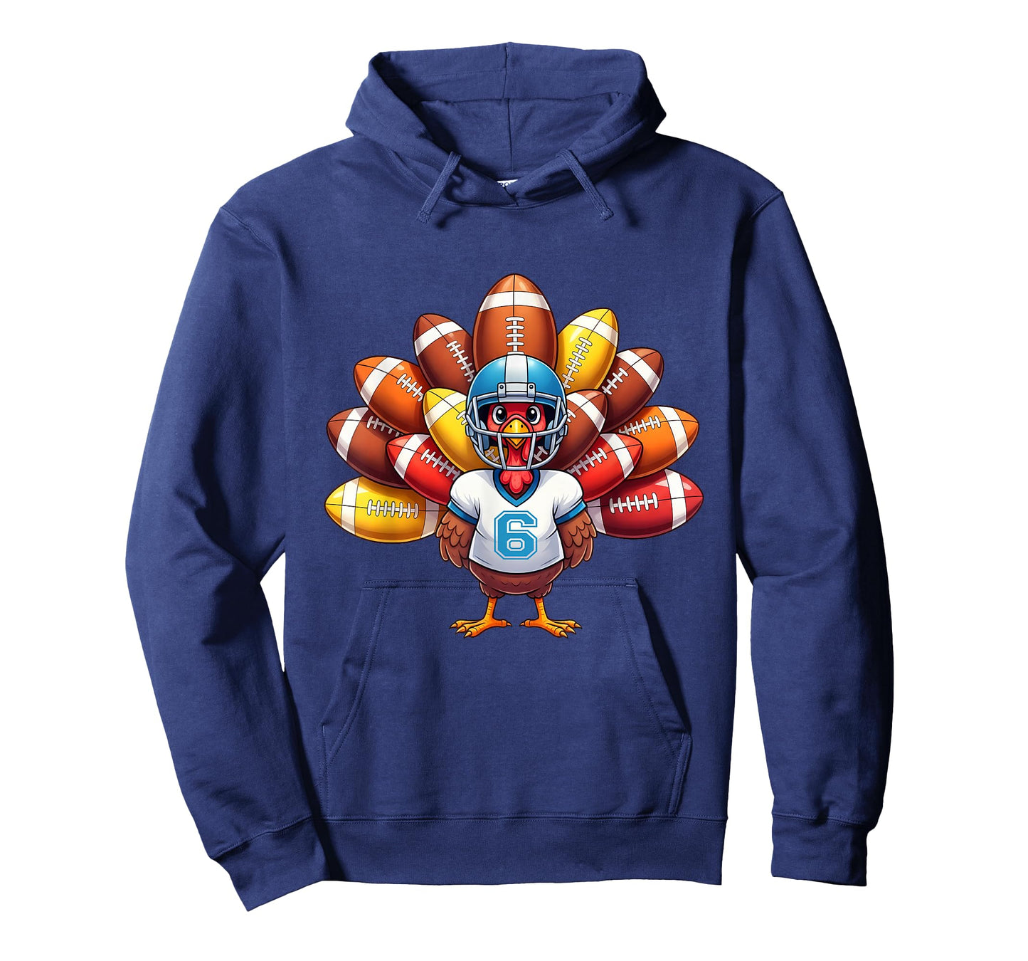 Number 6 Funny Thanksgiving Football Turkey Men Women Kids T-Shirt