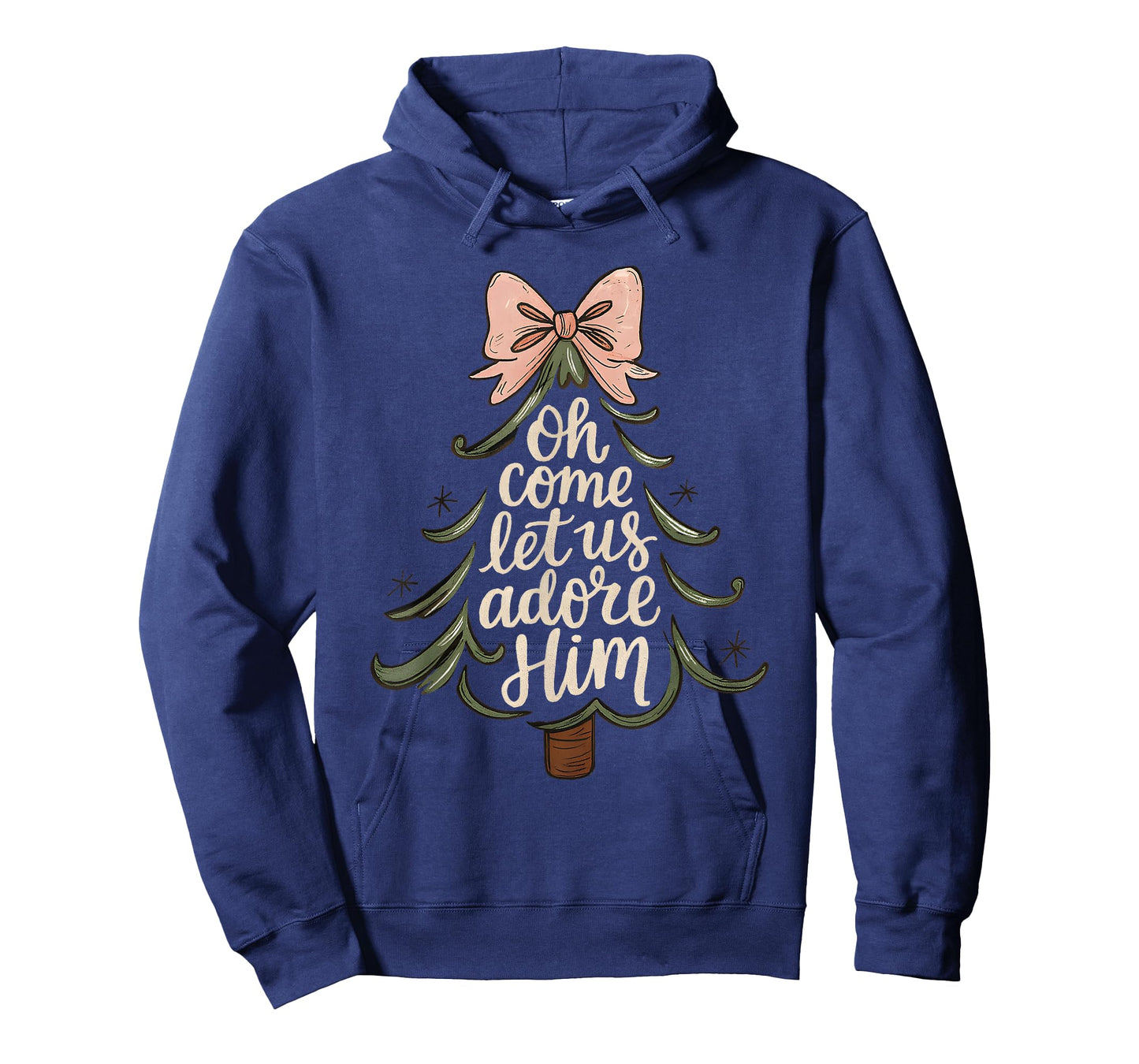 Oh Come Let Us Adore Him Christian Christmas Tree Art T-Shirt