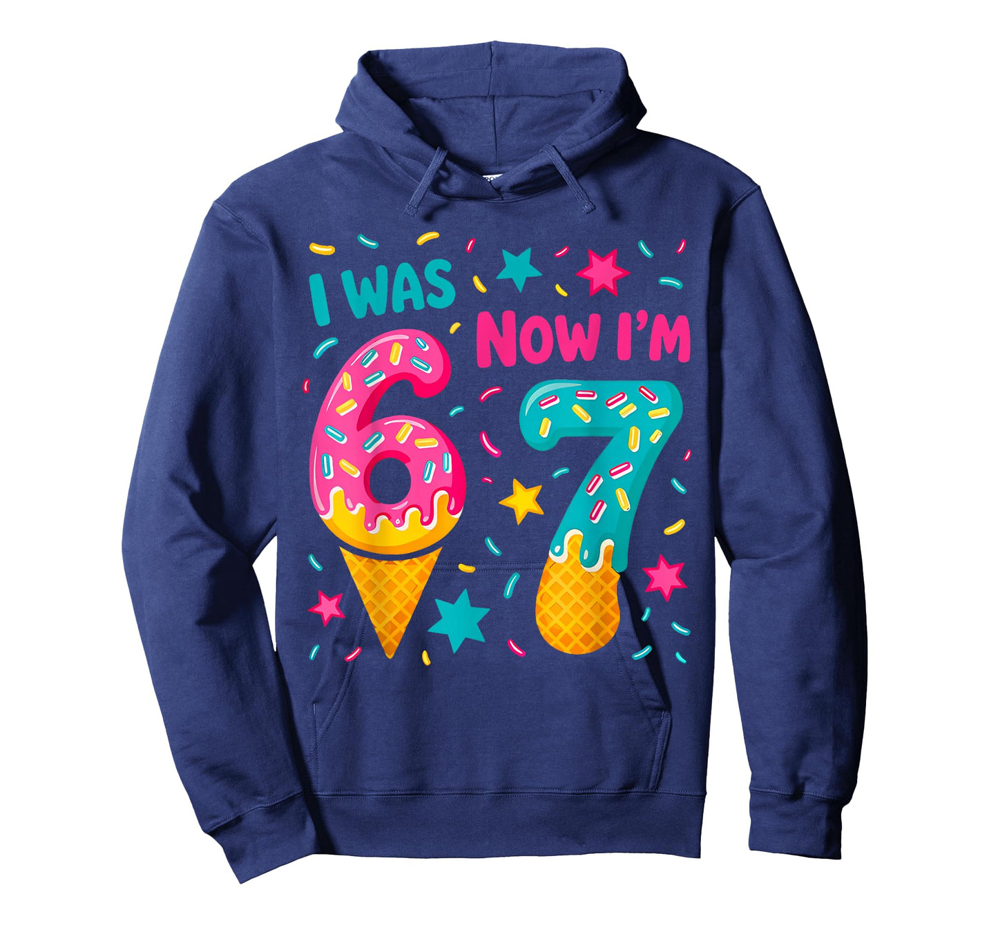 I was 6 Now I'm 7 Six Seven Meme Ice Cream Drip Birthday T-Shirt
