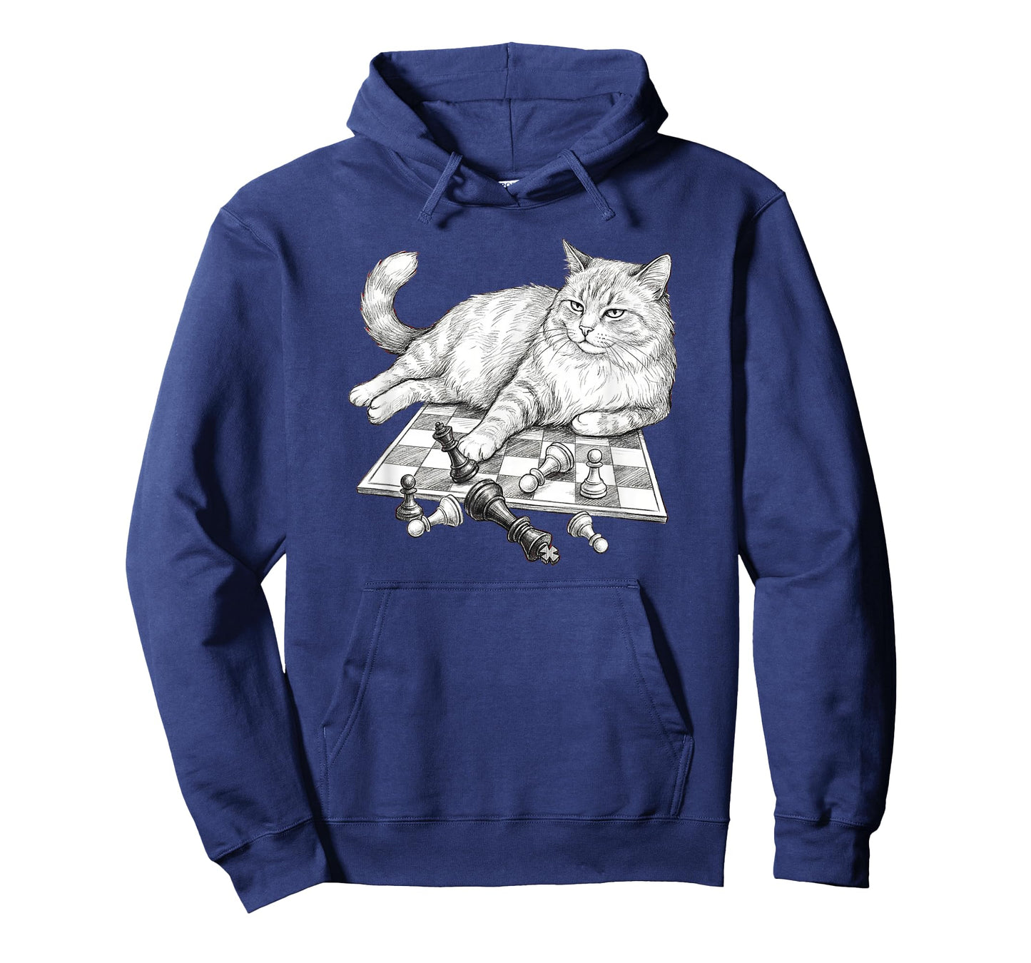 Funny Cat On Chessboard Knocking Over Pieces Chess Player T-Shirt
