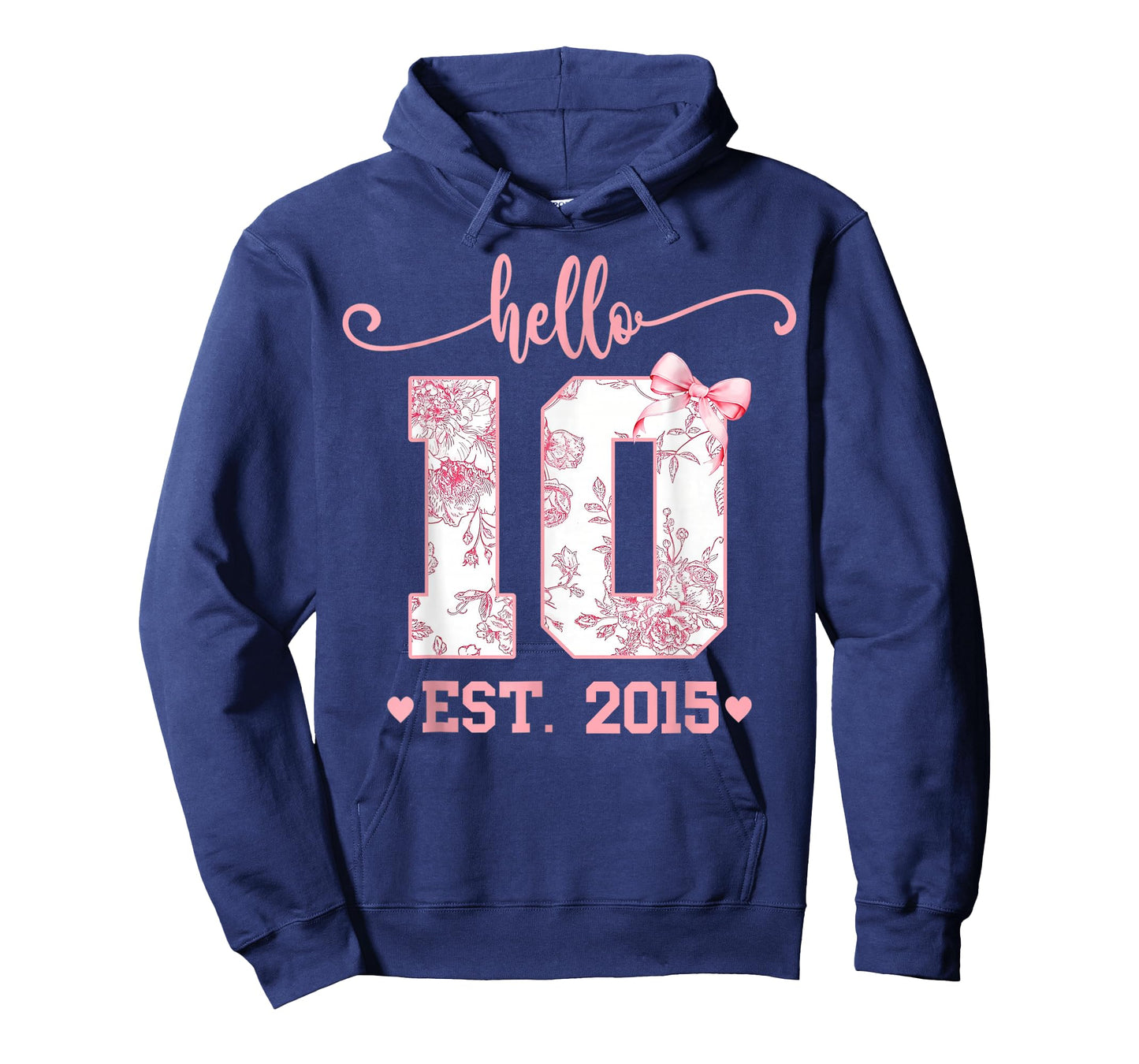 Hello Ten Double Digits Floral Coquette Bow 10th Birthday T-Shirt