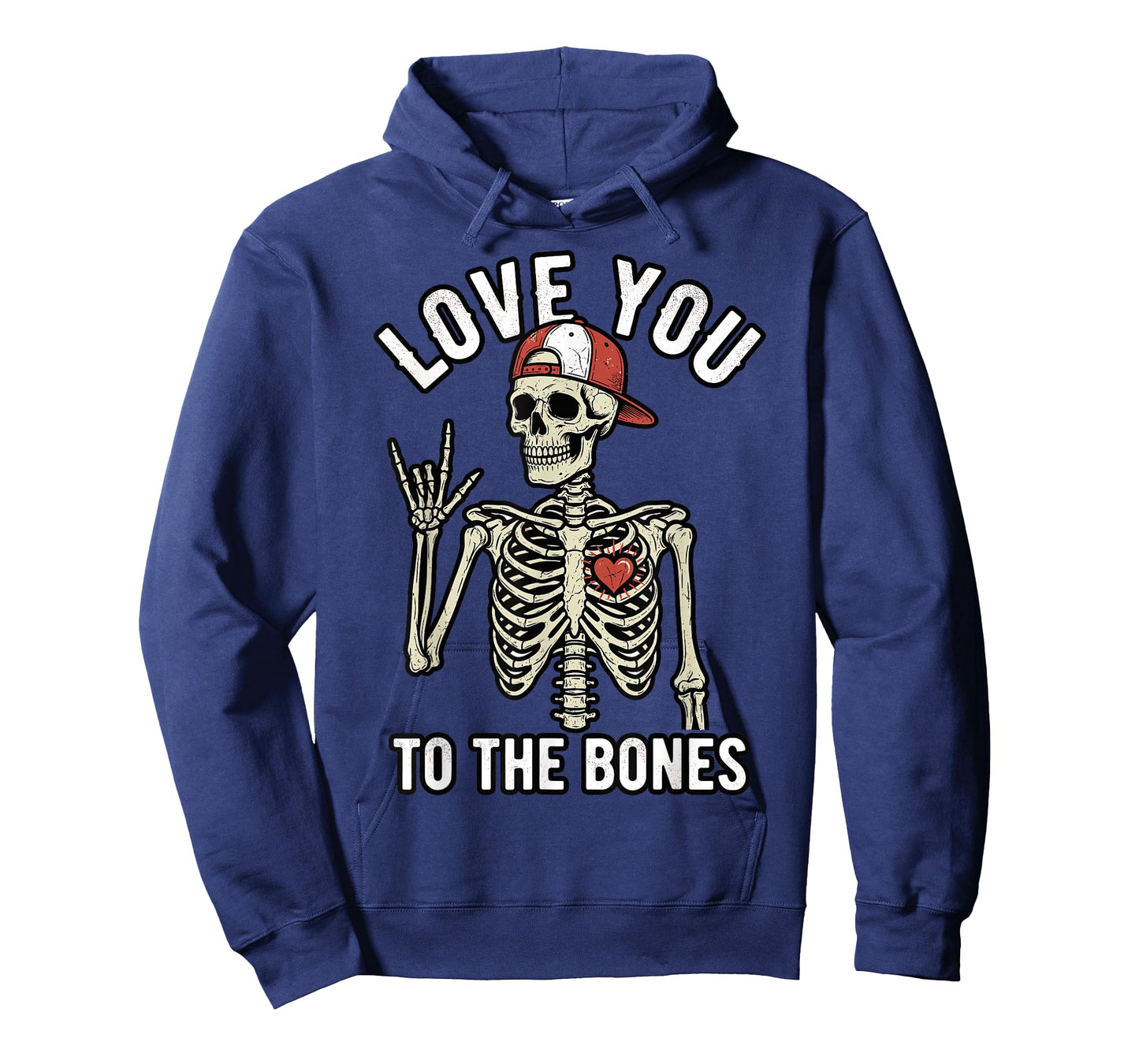 Valentines Day Skeleton Rocker Love You to The Bones Rock On T-Shirt