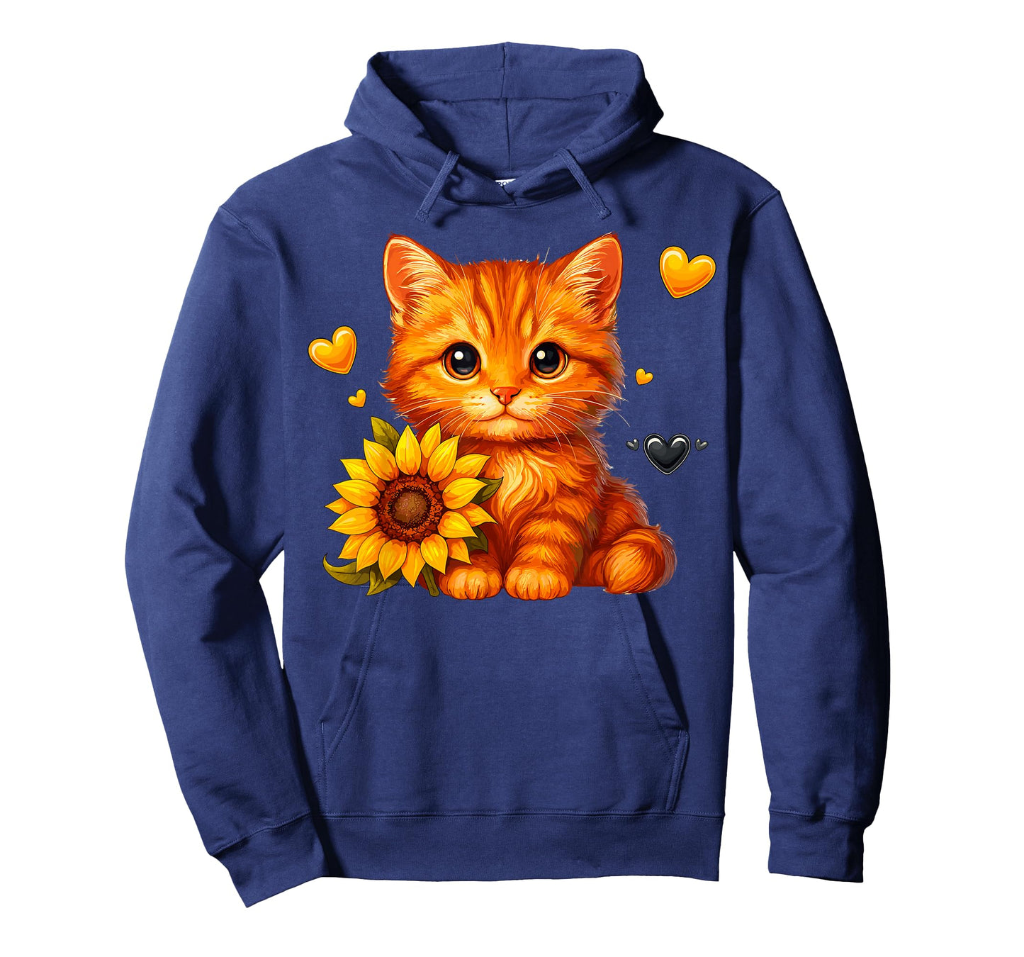 Cute Orange Cat with Sunflower T-Shirt