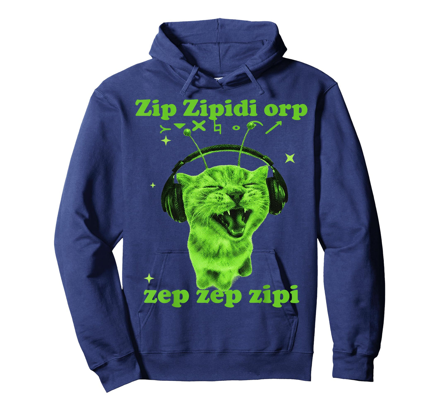 Y2K Alien Cat Meme Silly Cute Headphones Space Kitty Funny T-Shirt