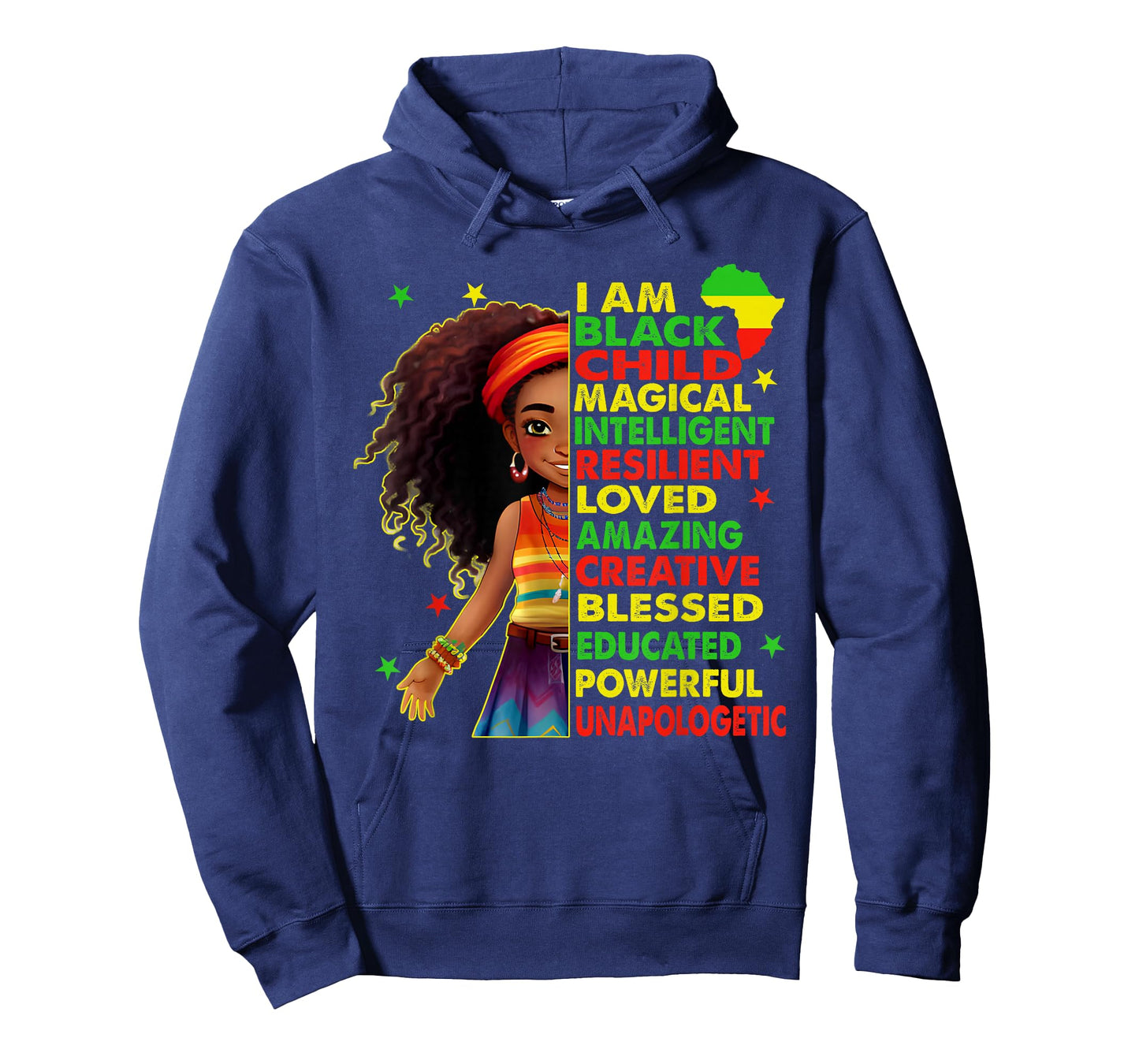 I Am Black Child Juneteenth African American Girls Kids T-Shirt