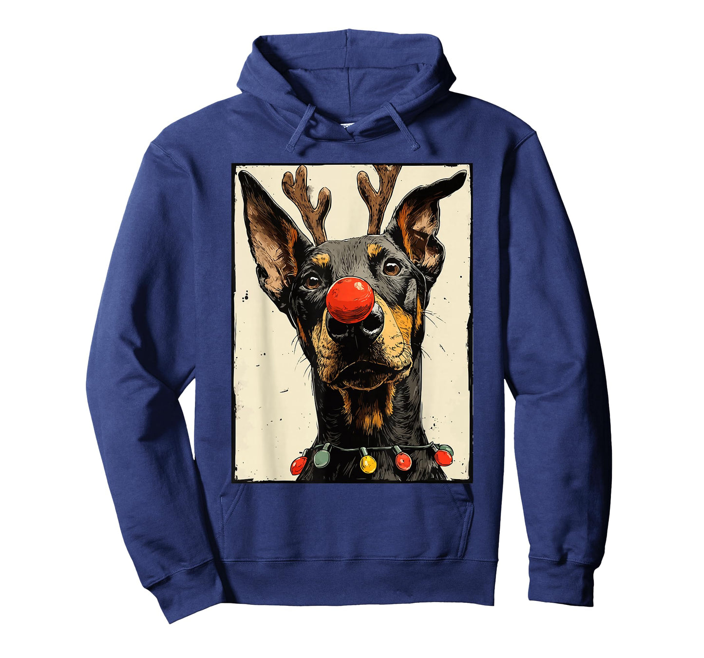 Funny Christmas Doberman Dog Holiday Lights Festive Animal T-Shirt