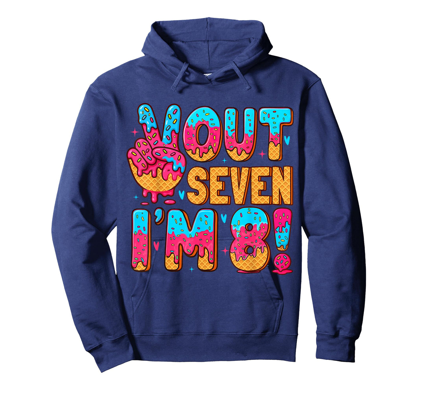 Peace Out 7 I'm 8 Eight Year Old 8th Birthday Ice Cream Drip T-Shirt