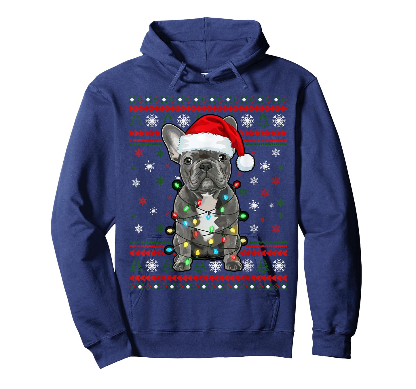Dog Christmas, French Bulldog Christmas Lights Ugly Sweater T-Shirt