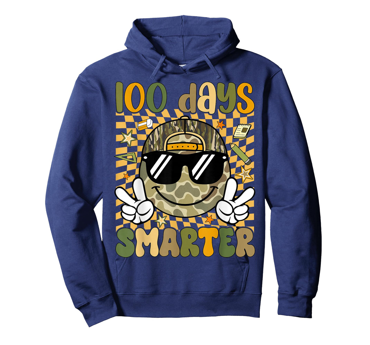 Kids 100 Days Smarter Boys Camo 100th Day of School Retro T-Shirt