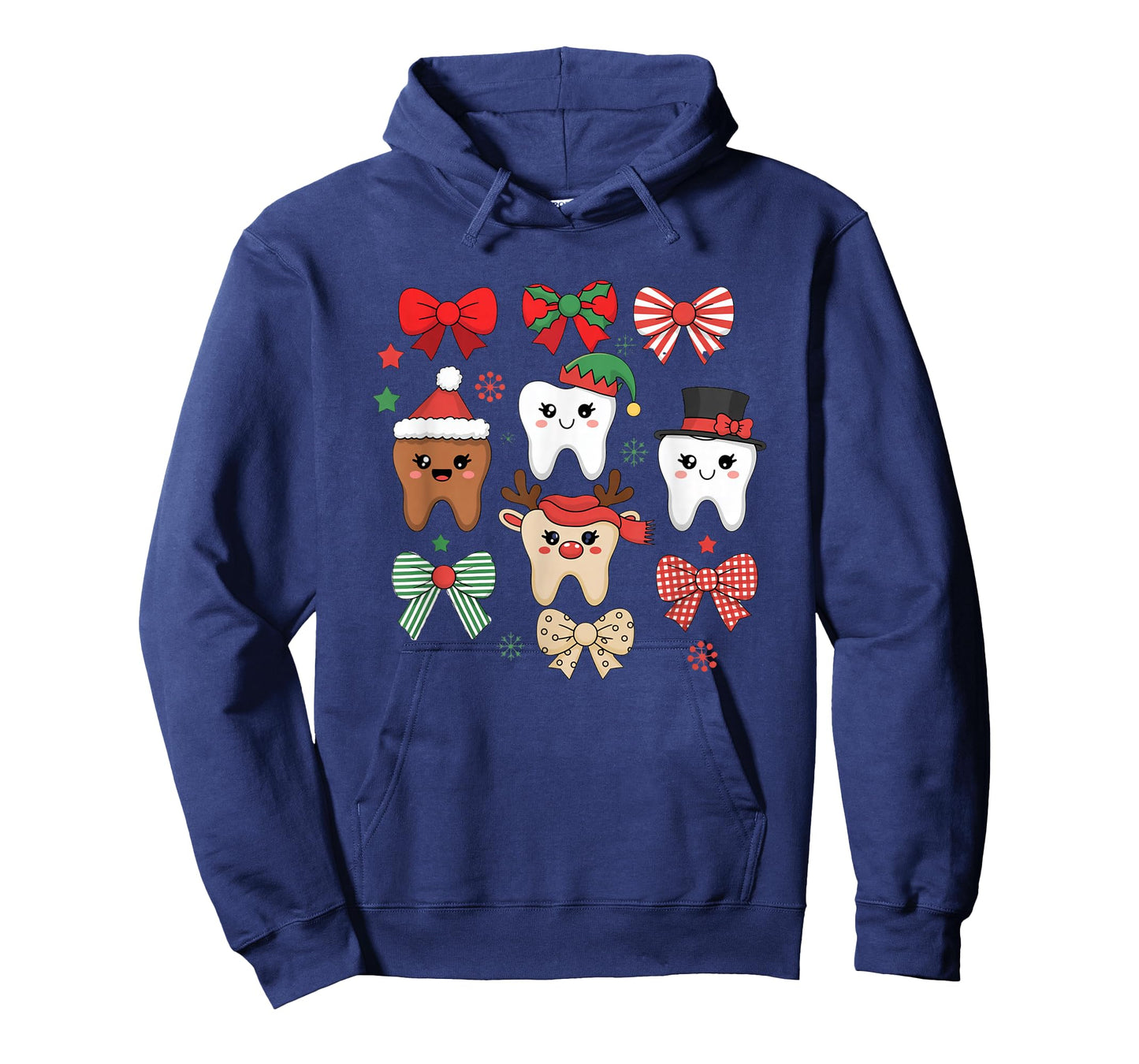 Cute Christmas Tooth Characters with Bows T-Shirt